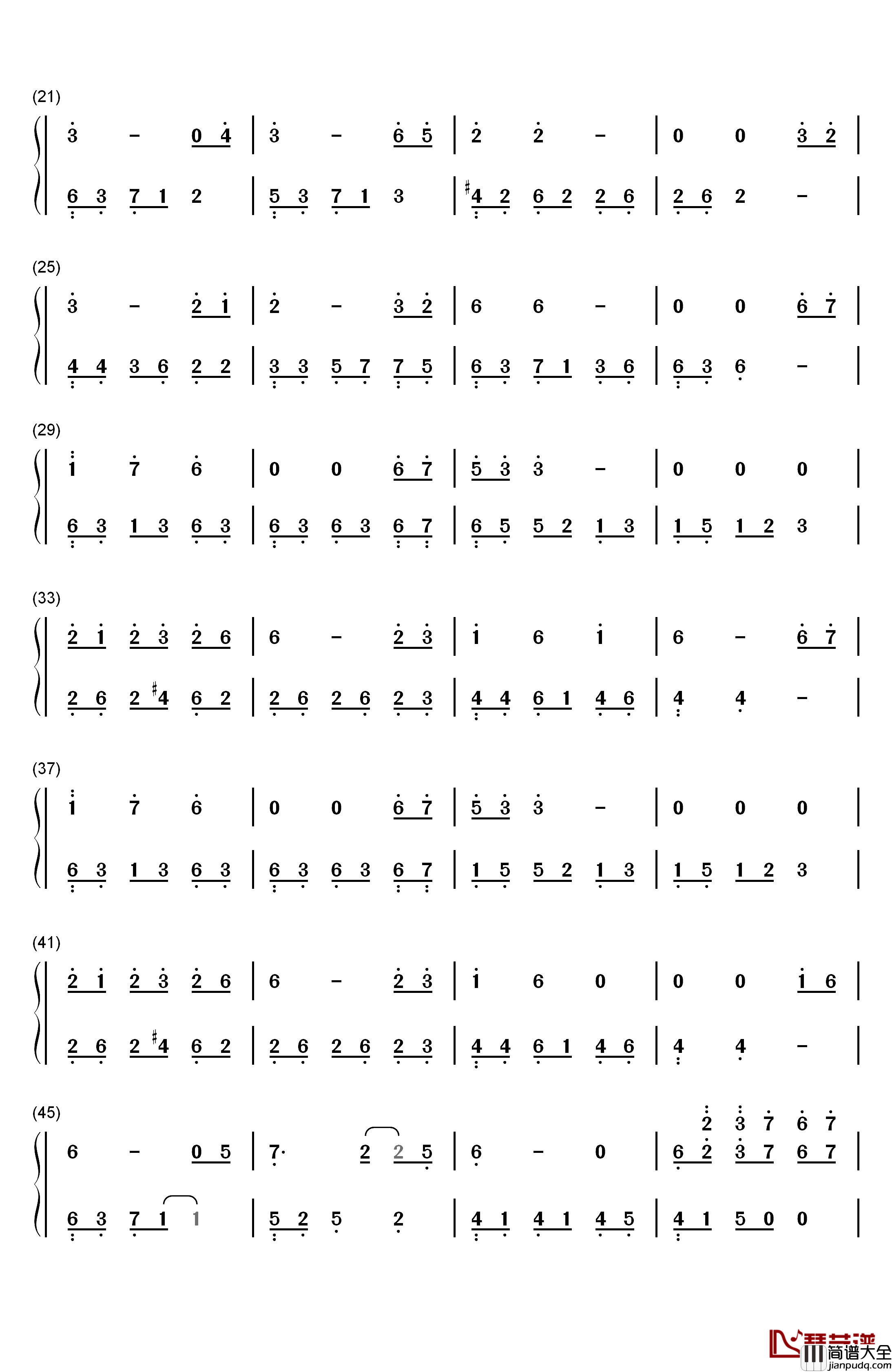 烟雨蒙蒙钢琴简谱_数字双手_赵薇