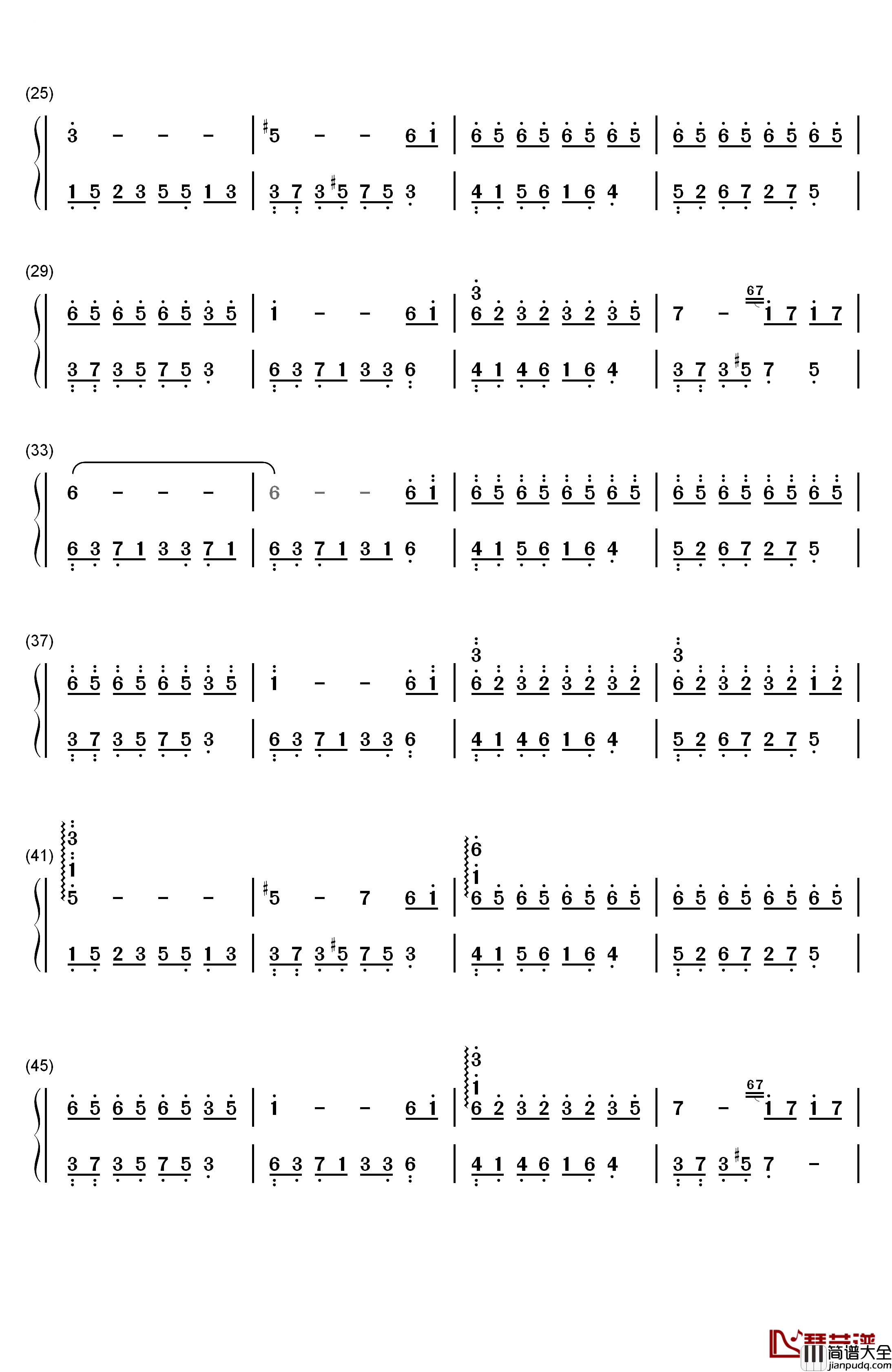 爱如烟花一瞬间钢琴简谱_数字双手_石进
