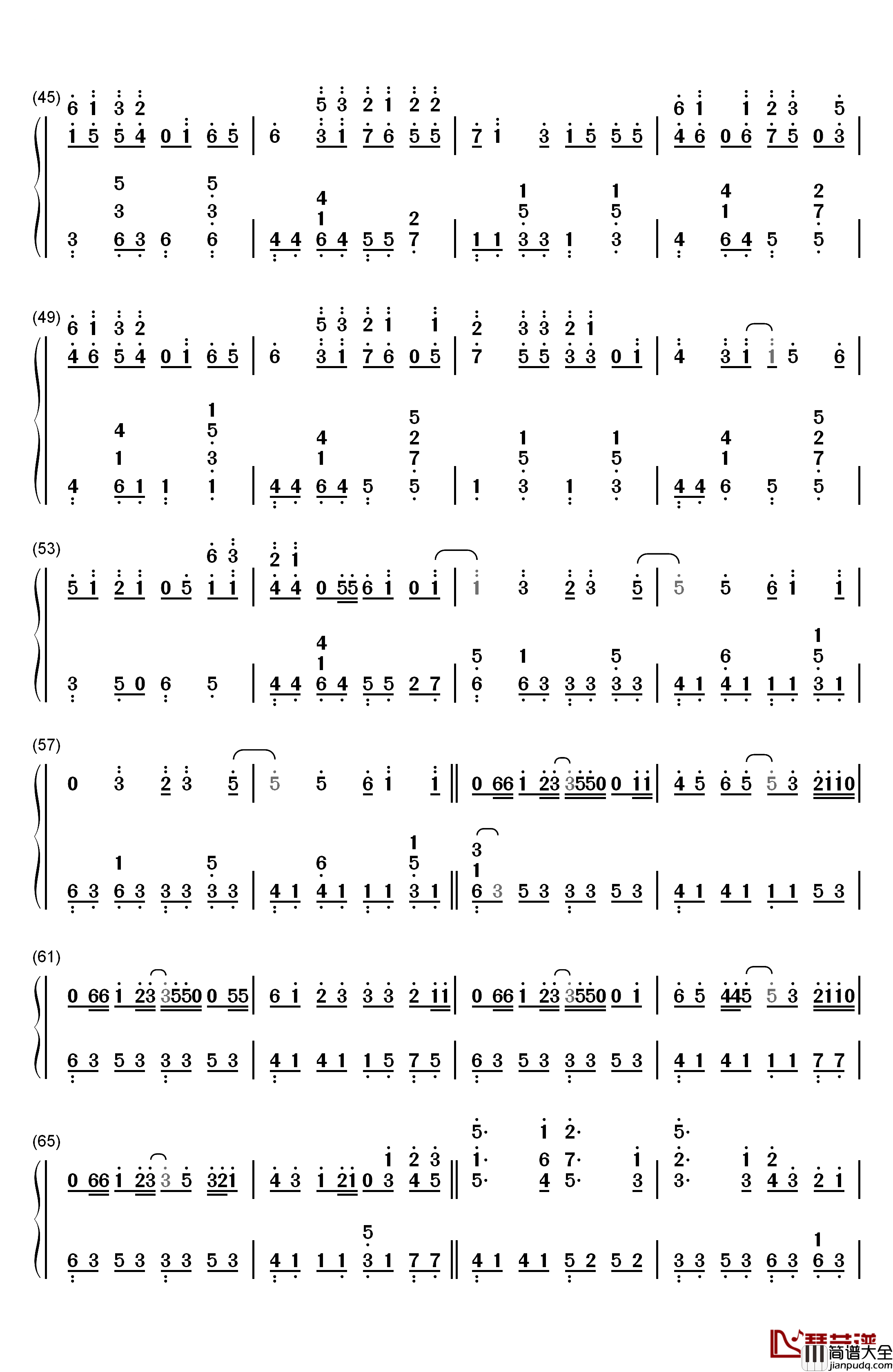 文乃的幸福理论钢琴简谱_数字双手_自然の敌P