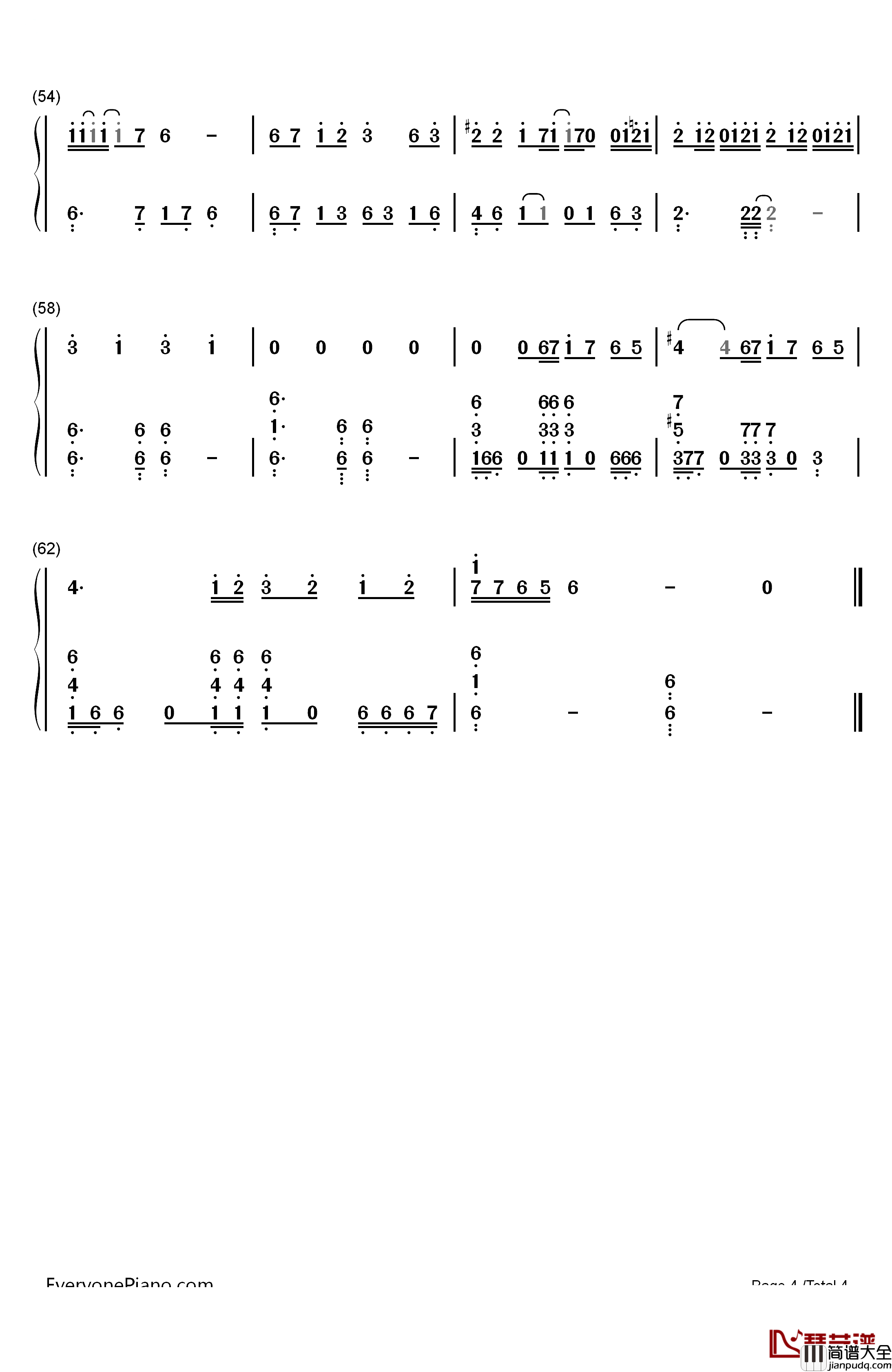 MAMA钢琴简谱_数字双手_EXO_M