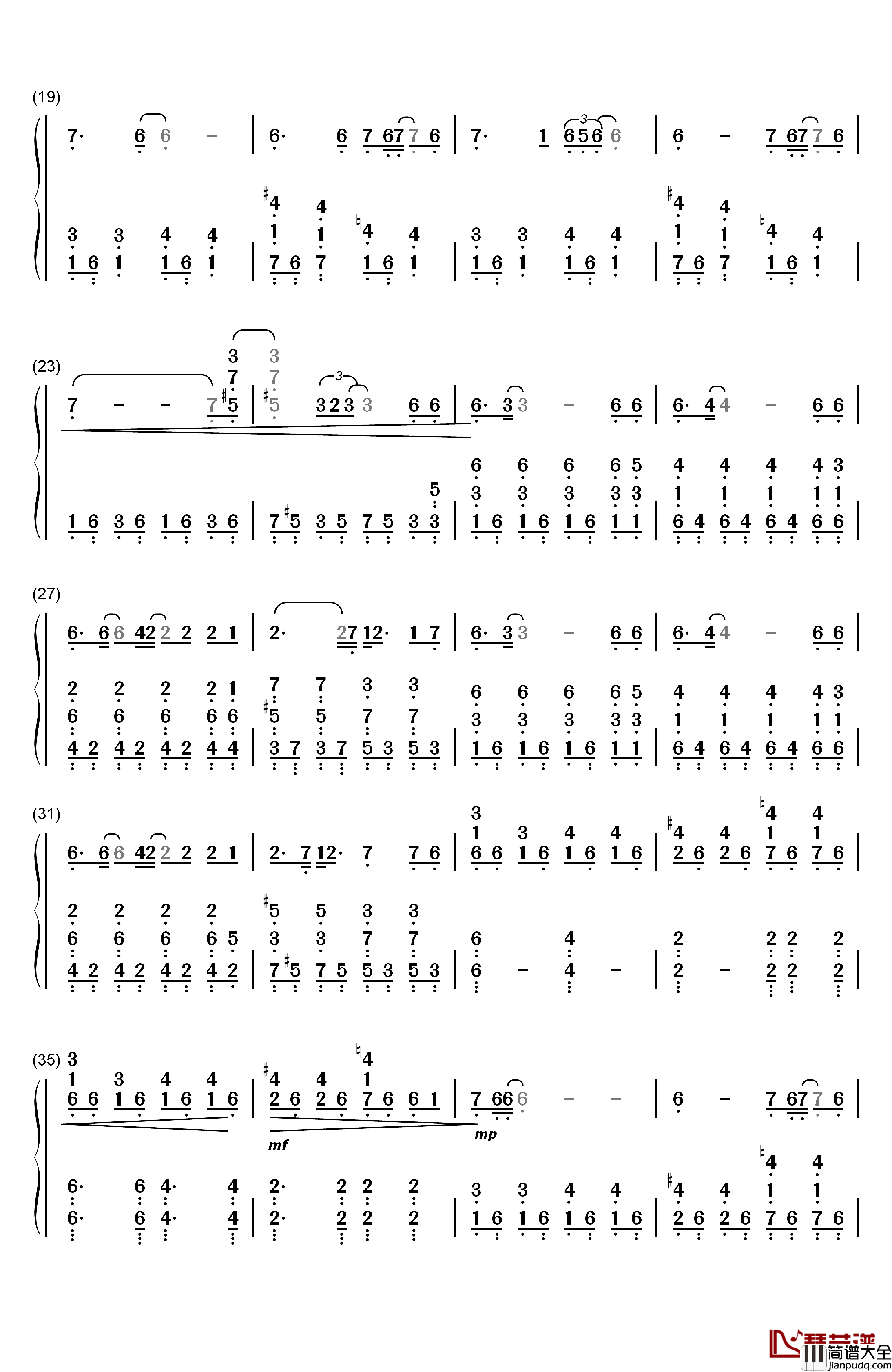 Skyfall钢琴简谱_数字双手_阿黛尔__Adele