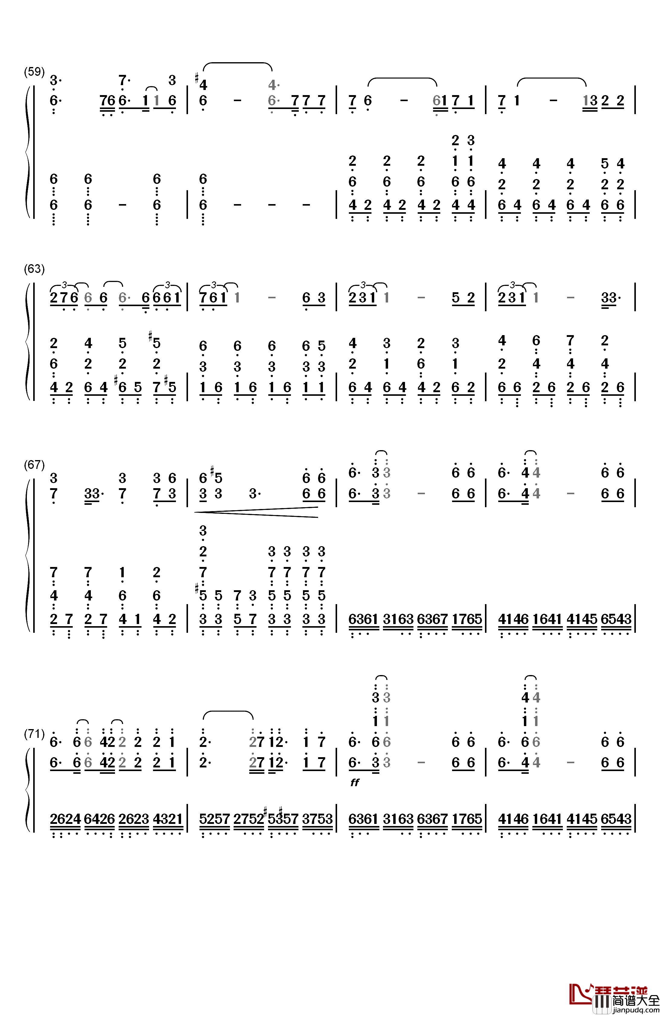 Skyfall钢琴简谱_数字双手_阿黛尔__Adele
