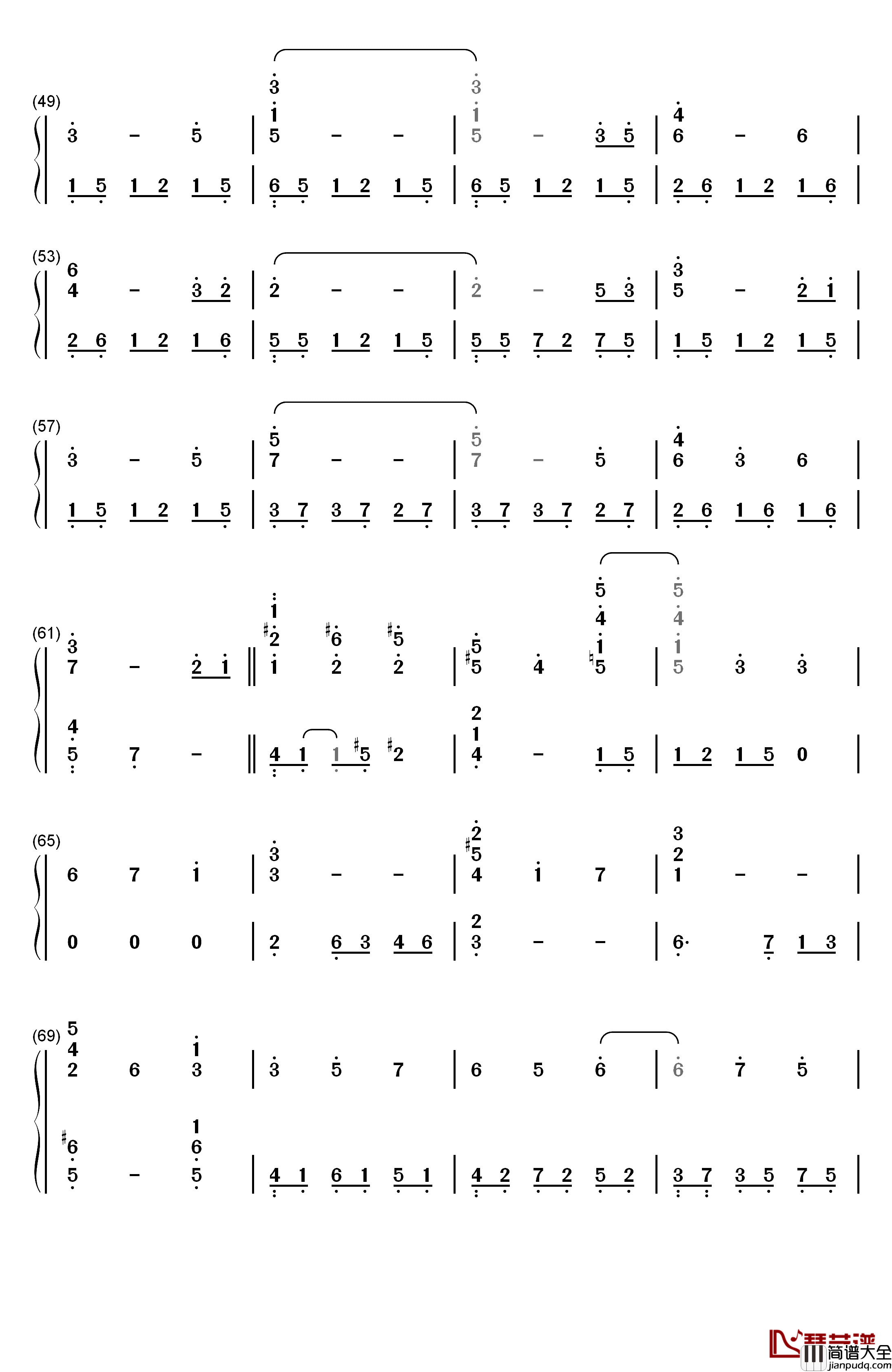 世界的约定钢琴简谱_数字双手_倍赏千恵子