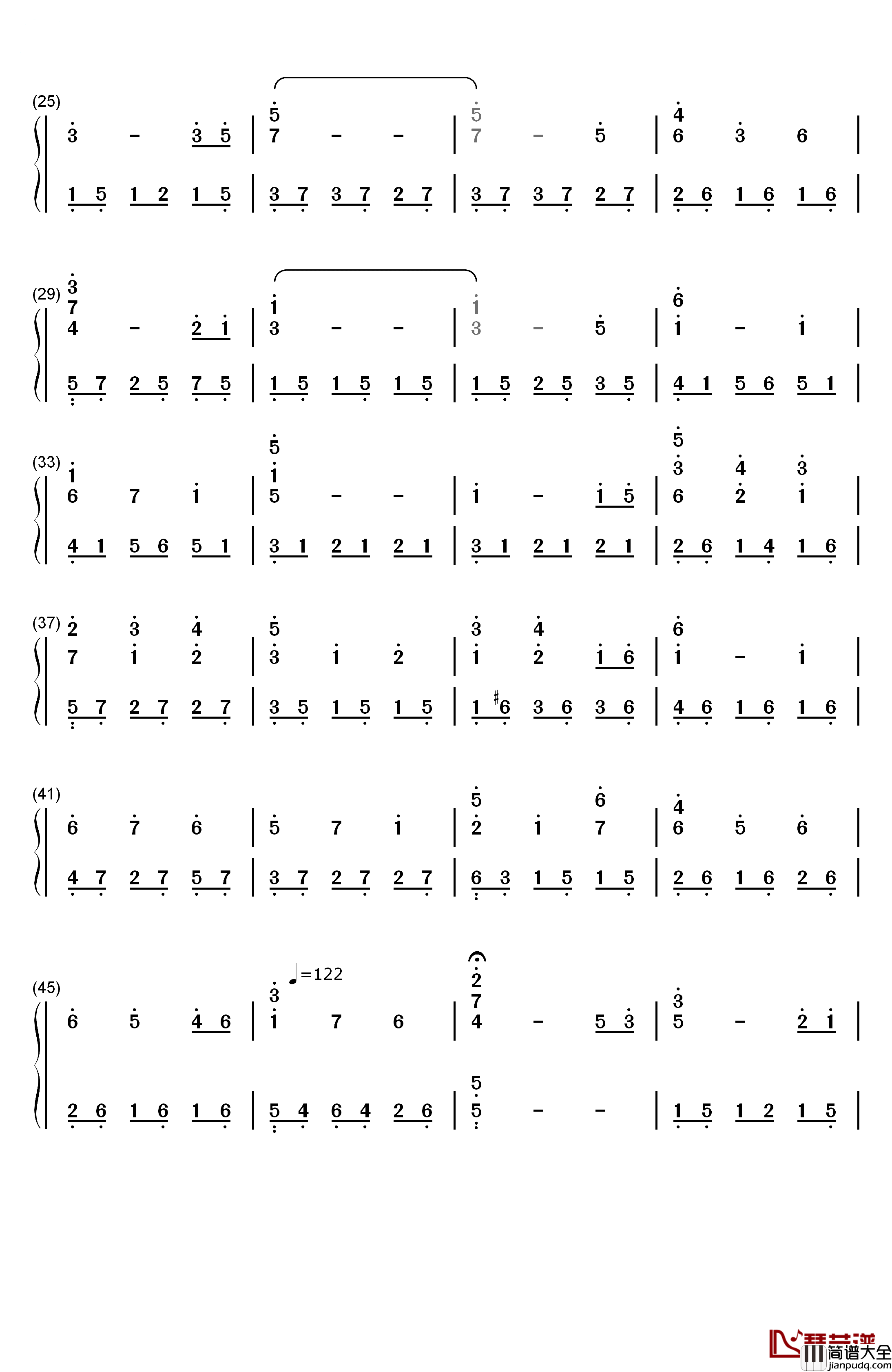 世界的约定钢琴简谱_数字双手_倍赏千恵子