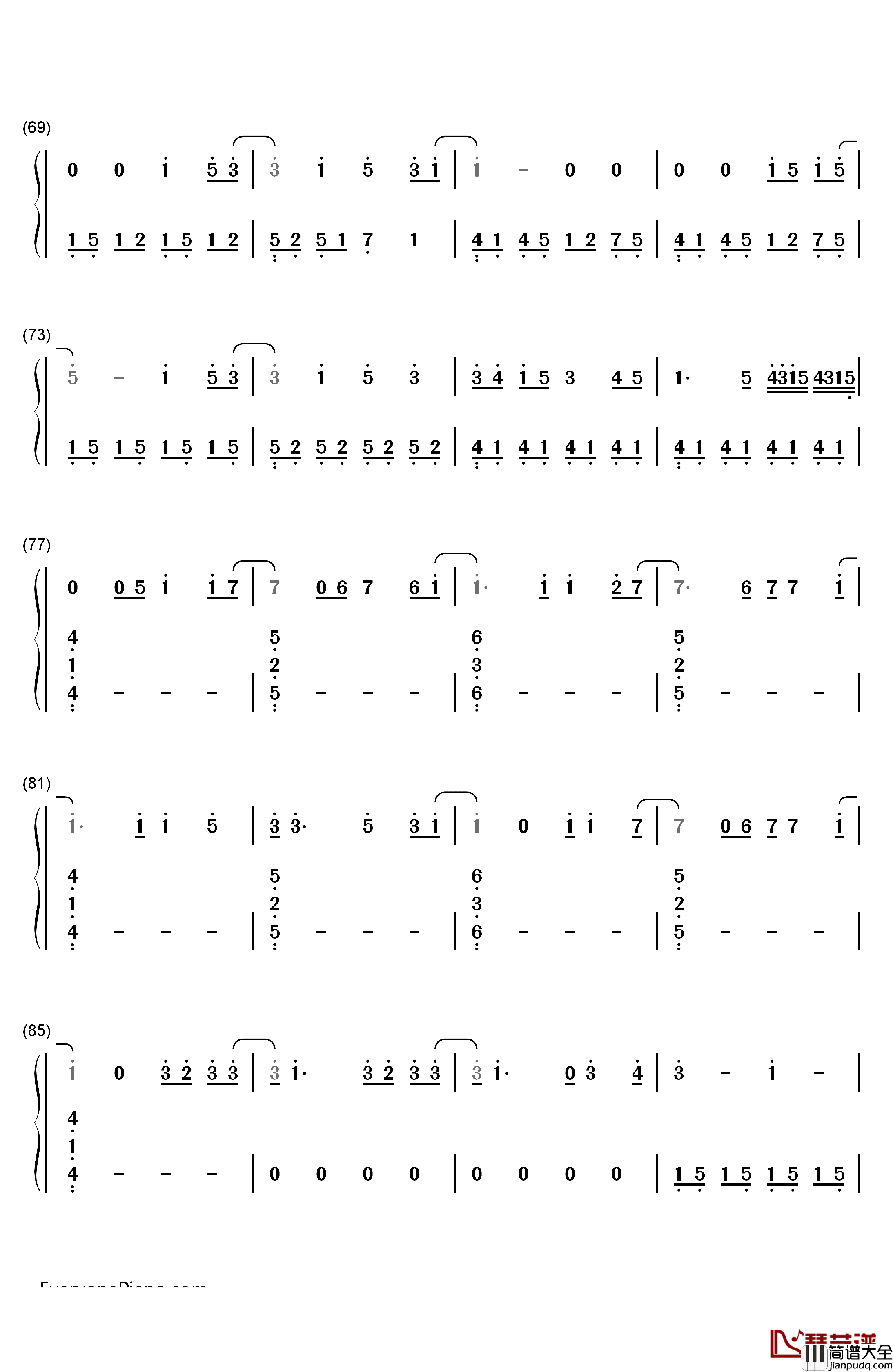 Dancing_On_My_Own钢琴简谱_数字双手_Claum_Scott