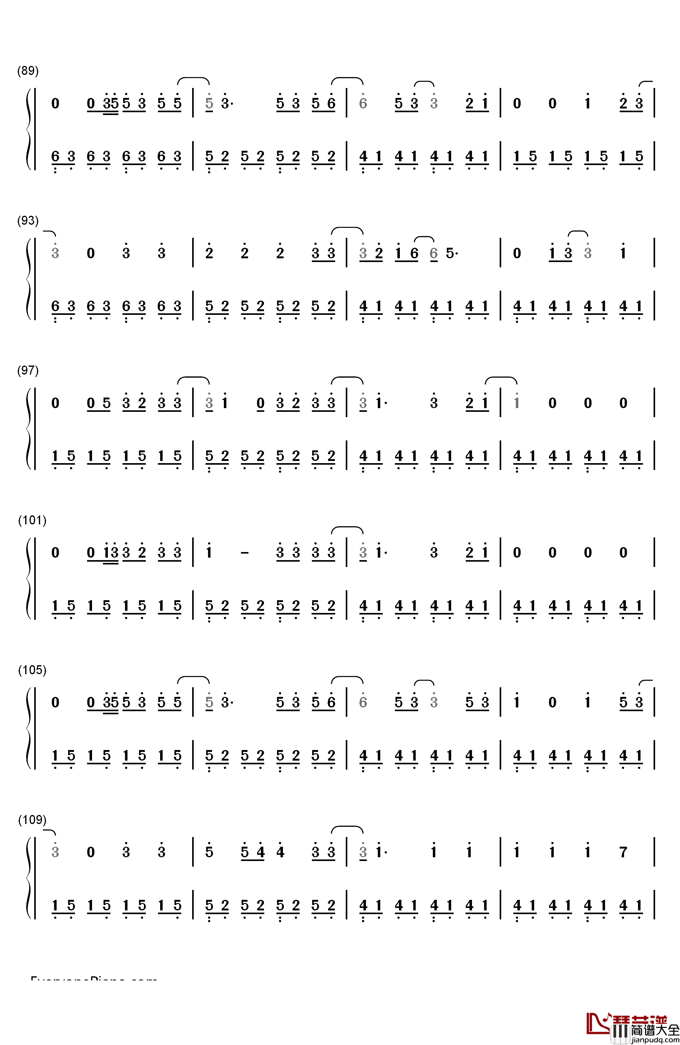 Dancing_On_My_Own钢琴简谱_数字双手_Claum_Scott