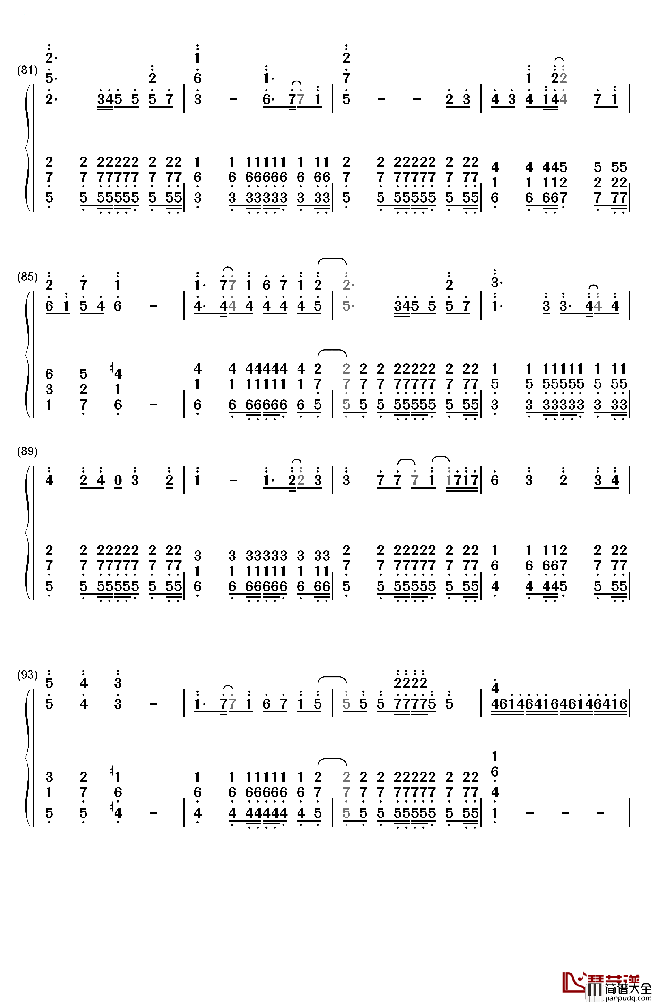ごめんね、SUMMER钢琴简谱_数字双手_SKE48
