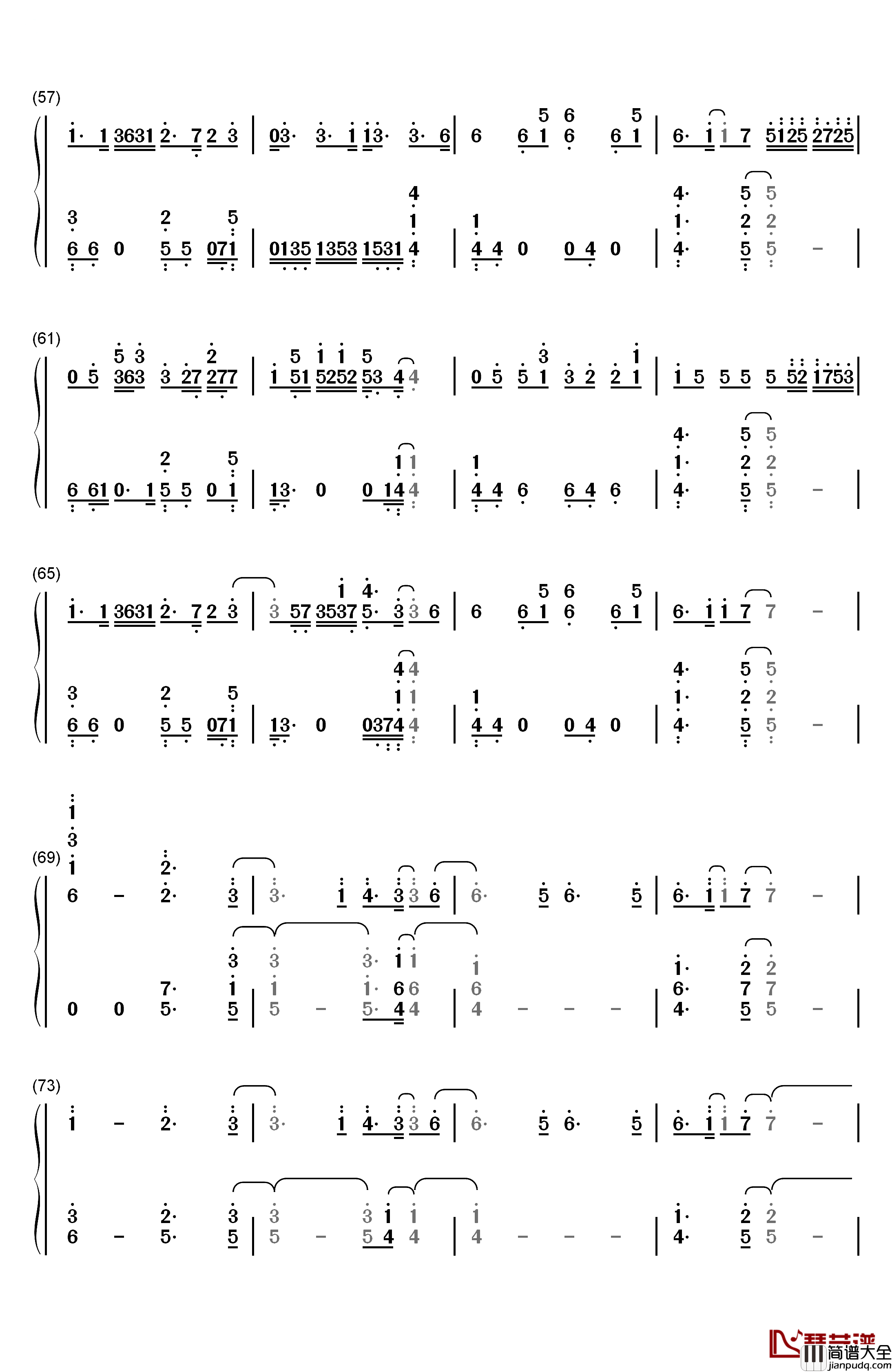 One_Last_Time钢琴简谱_数字双手_Ariana_Grande