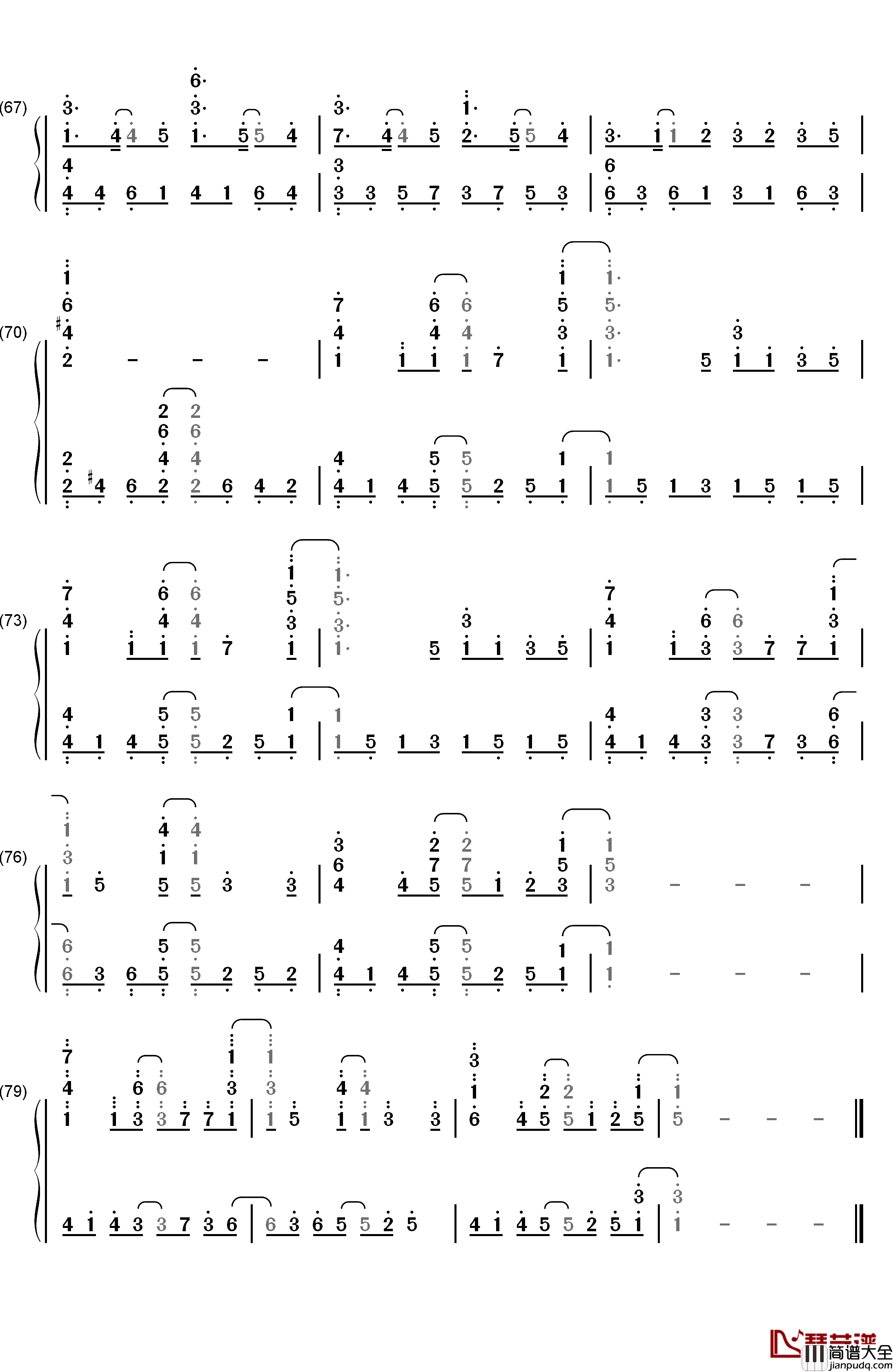 疾走钢琴简谱_数字双手_ANZAI