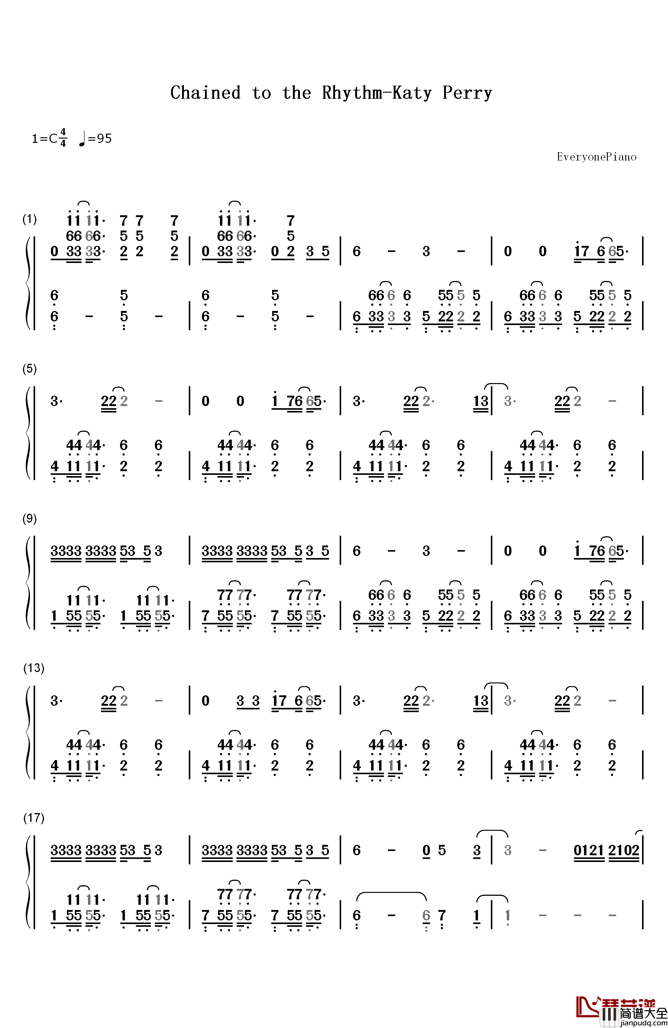 Chained_to_the_Rhythm钢琴简谱_数字双手_Katy_Perry