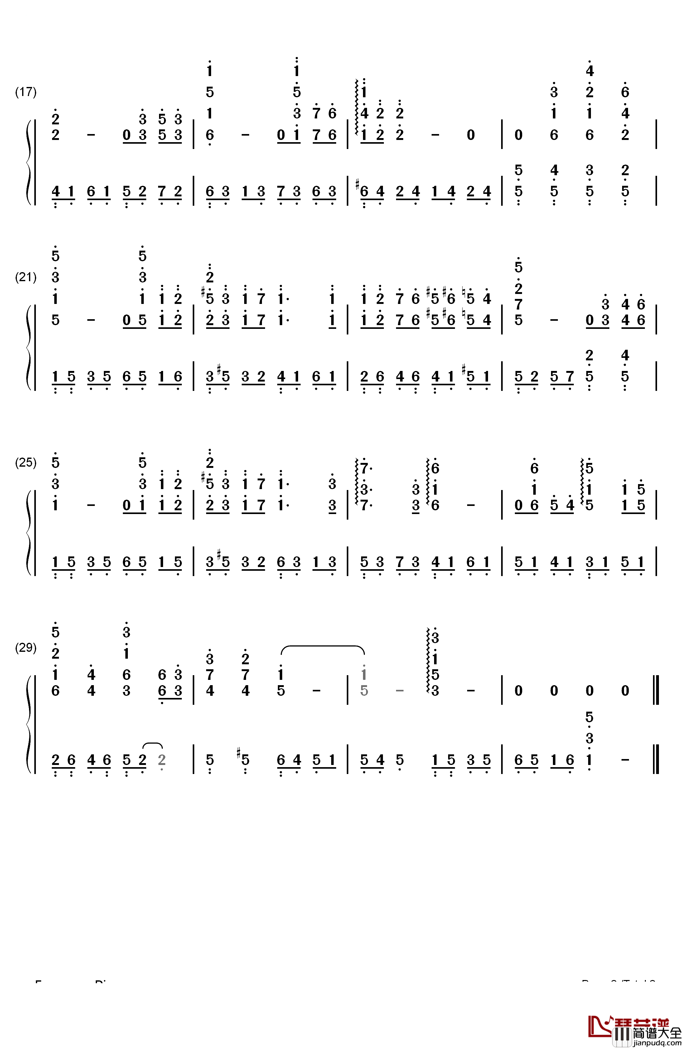 Ashitaka_and_San钢琴简谱_数字双手_久石让_宫崎骏