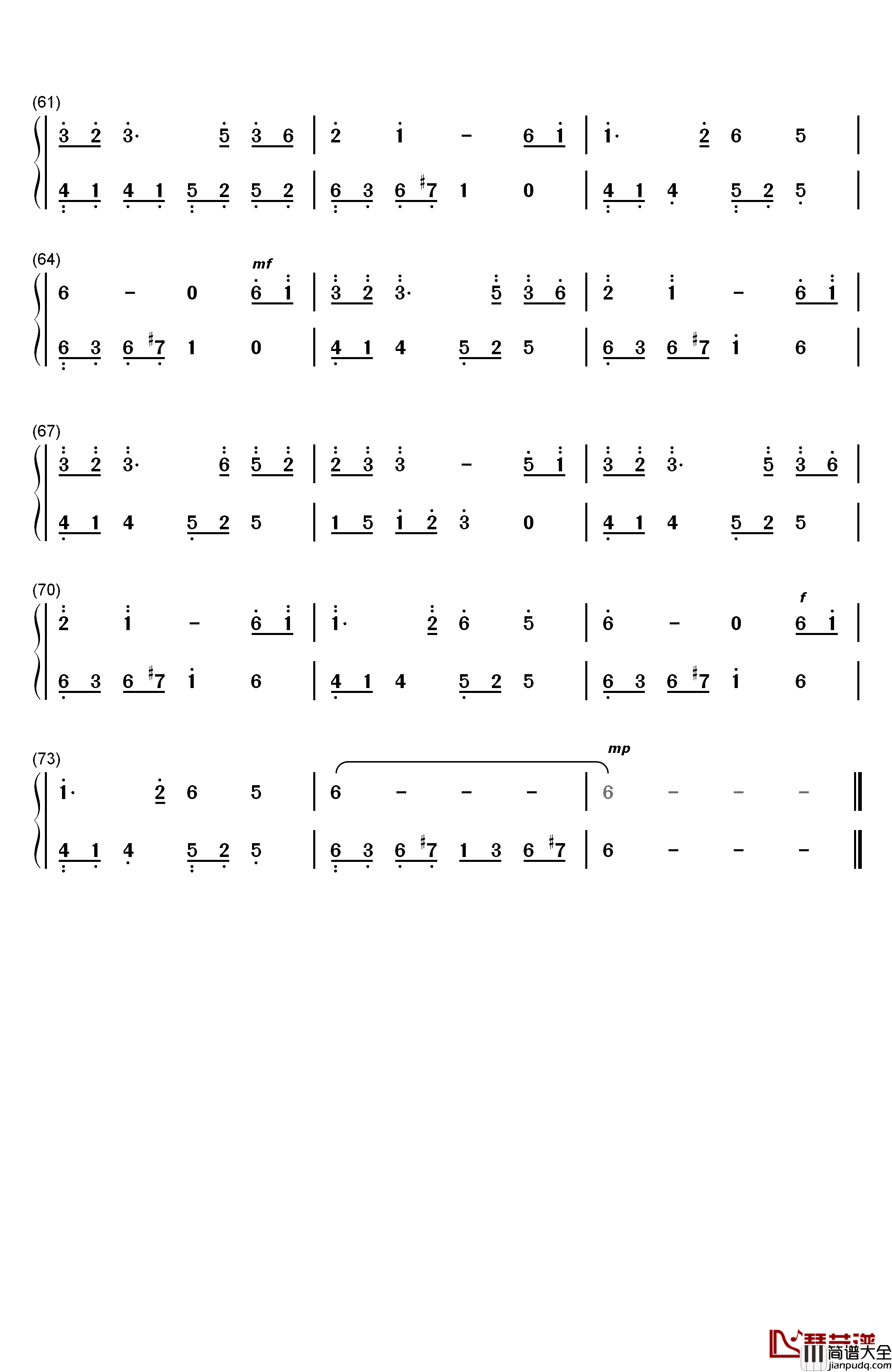 风居住的街道纯钢琴曲钢琴简谱_数字双手_矶村由纪子