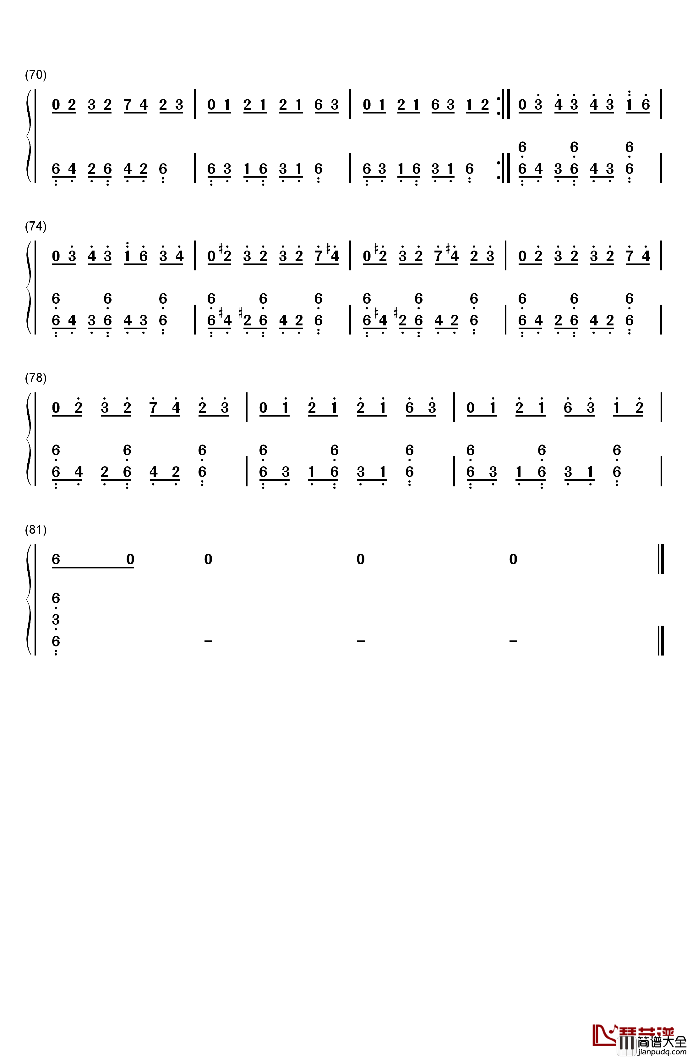 自由探戈钢琴简谱_数字双手_皮亚佐拉（Astor_Piazzolla）