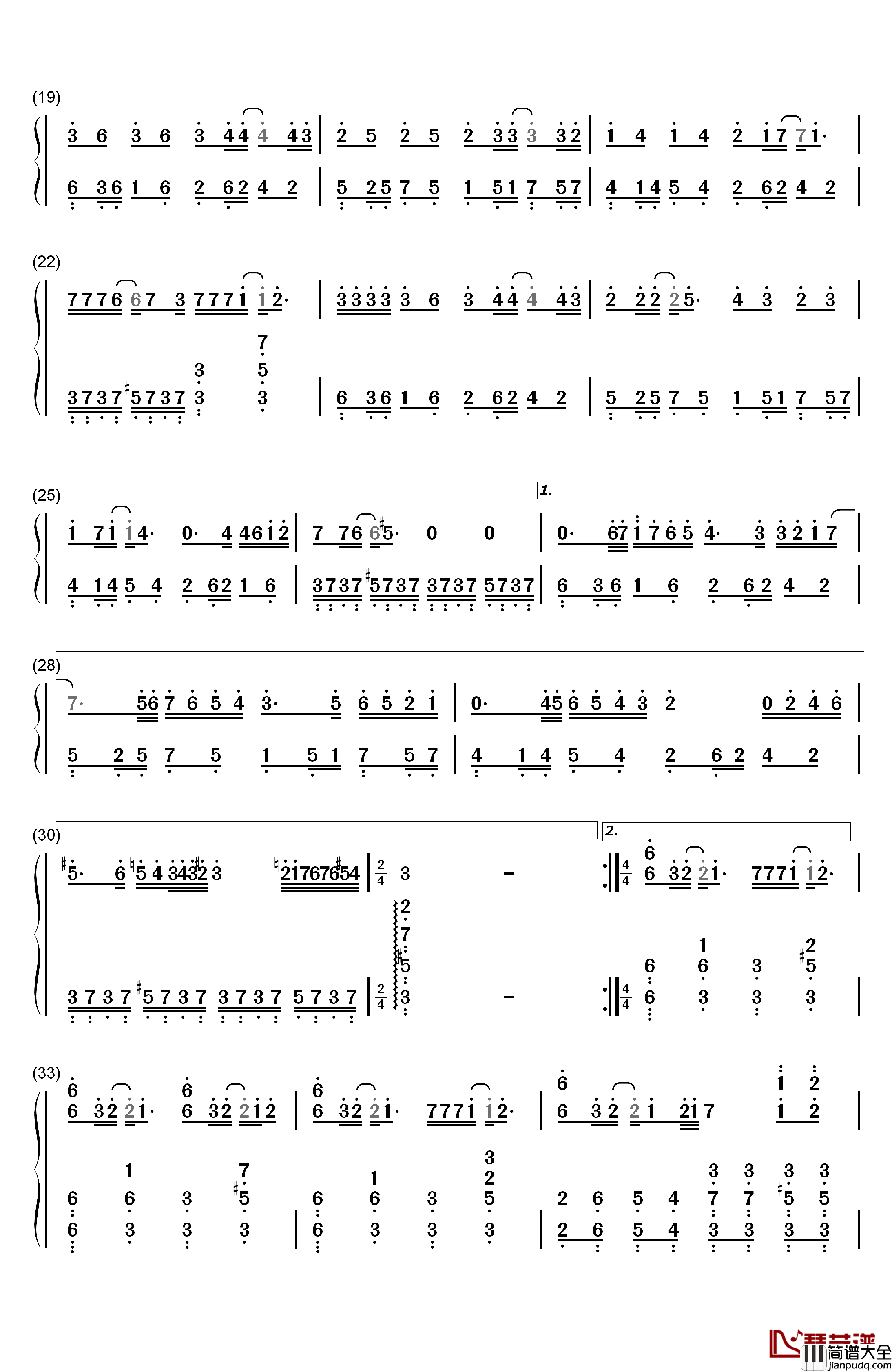 放生钢琴简谱_数字双手_范逸臣