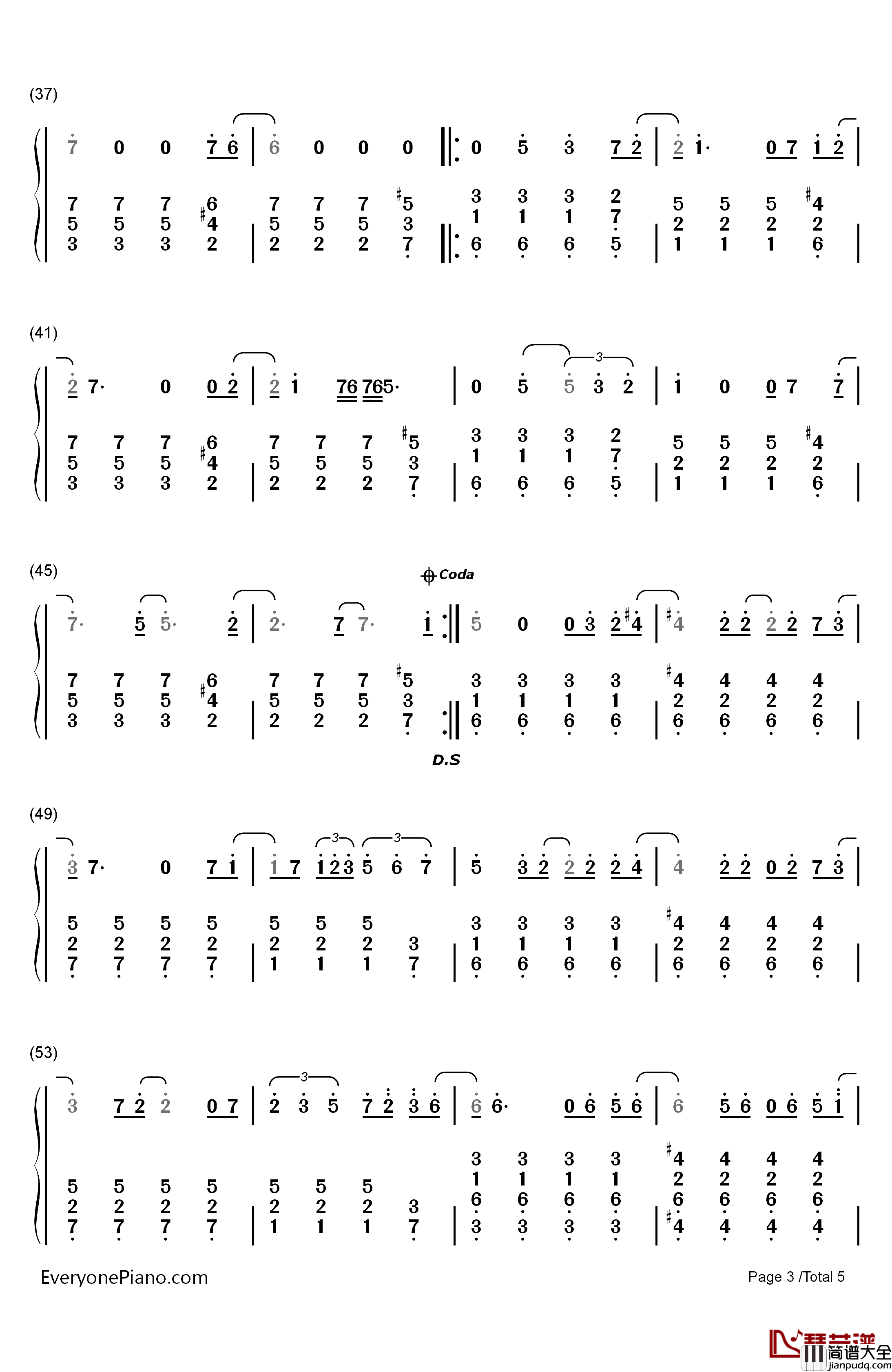 Love_Song钢琴简谱_数字双手_Sara_Bareilles