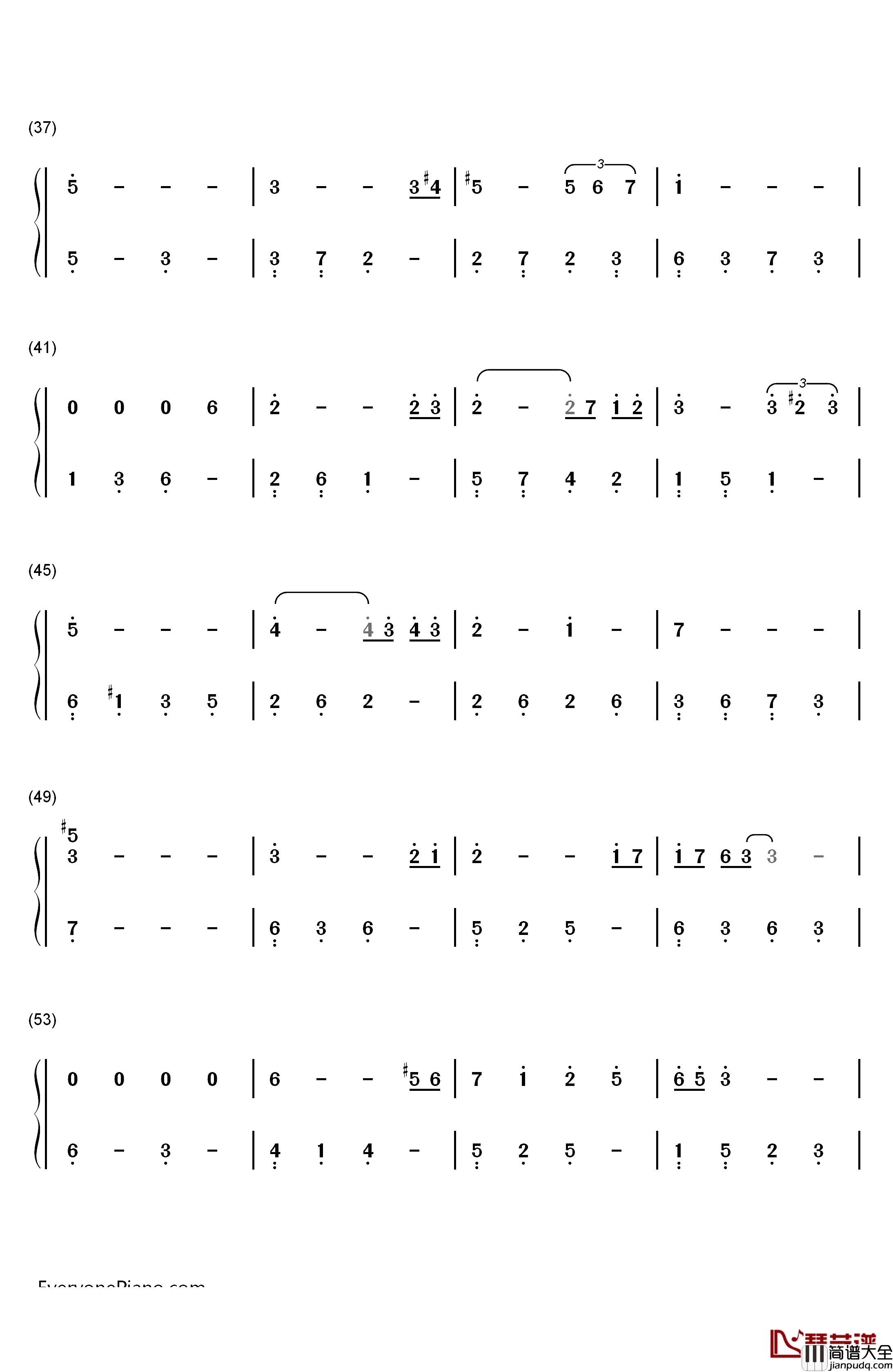 A_Little_Prayer唐心单恋钢琴简谱_数字双手_渡辺博也