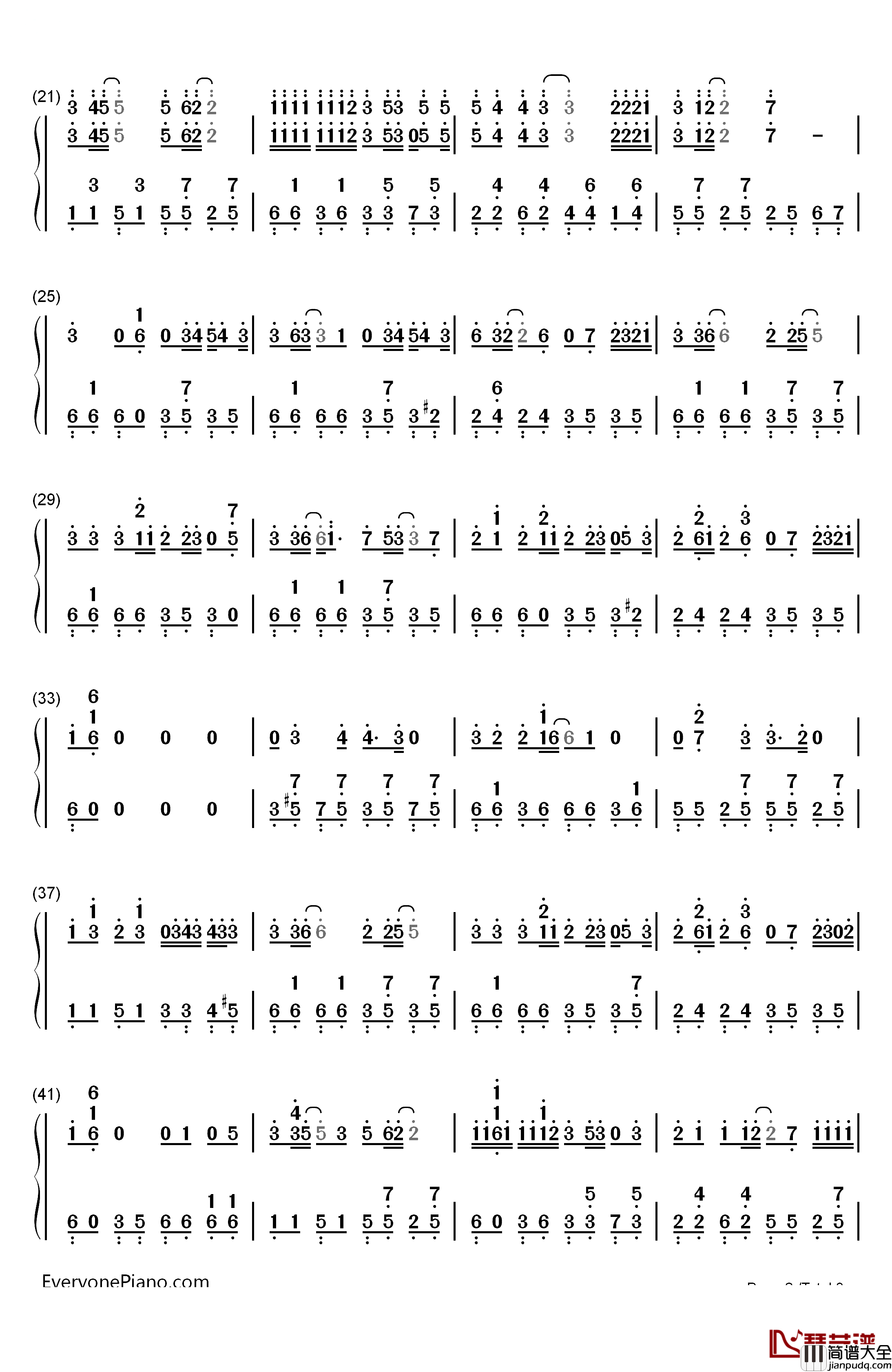 柠檬树钢琴简谱_数字双手_苏慧伦