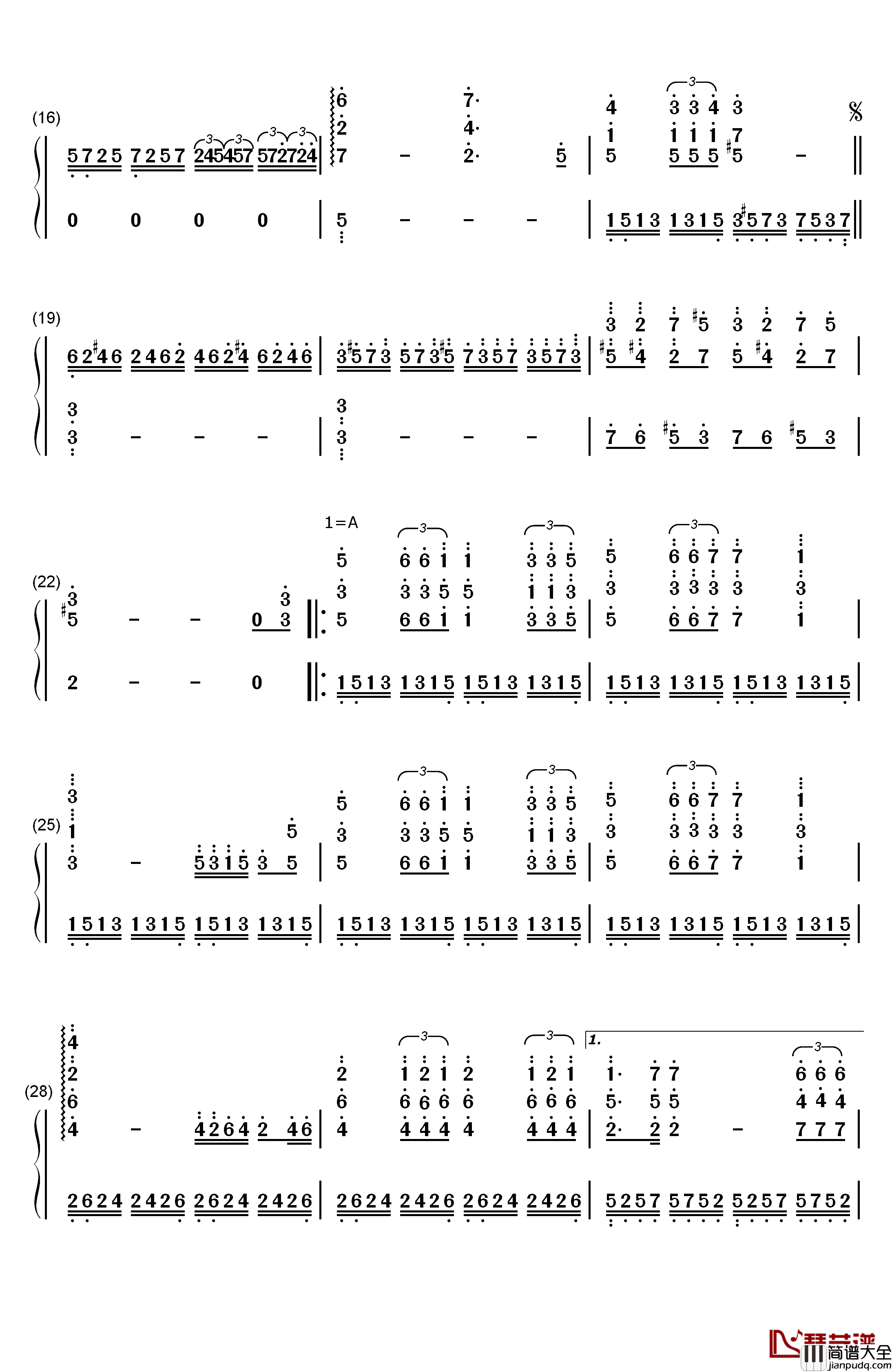 星星交响曲钢琴简谱_数字双手_理查德.克莱德曼