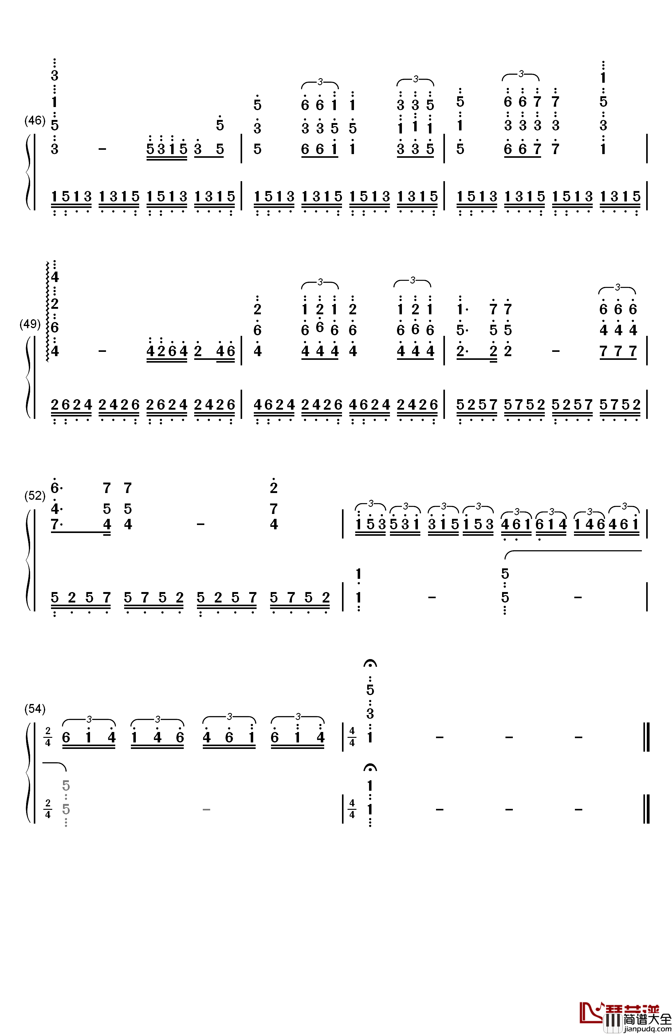 星星交响曲钢琴简谱_数字双手_理查德.克莱德曼