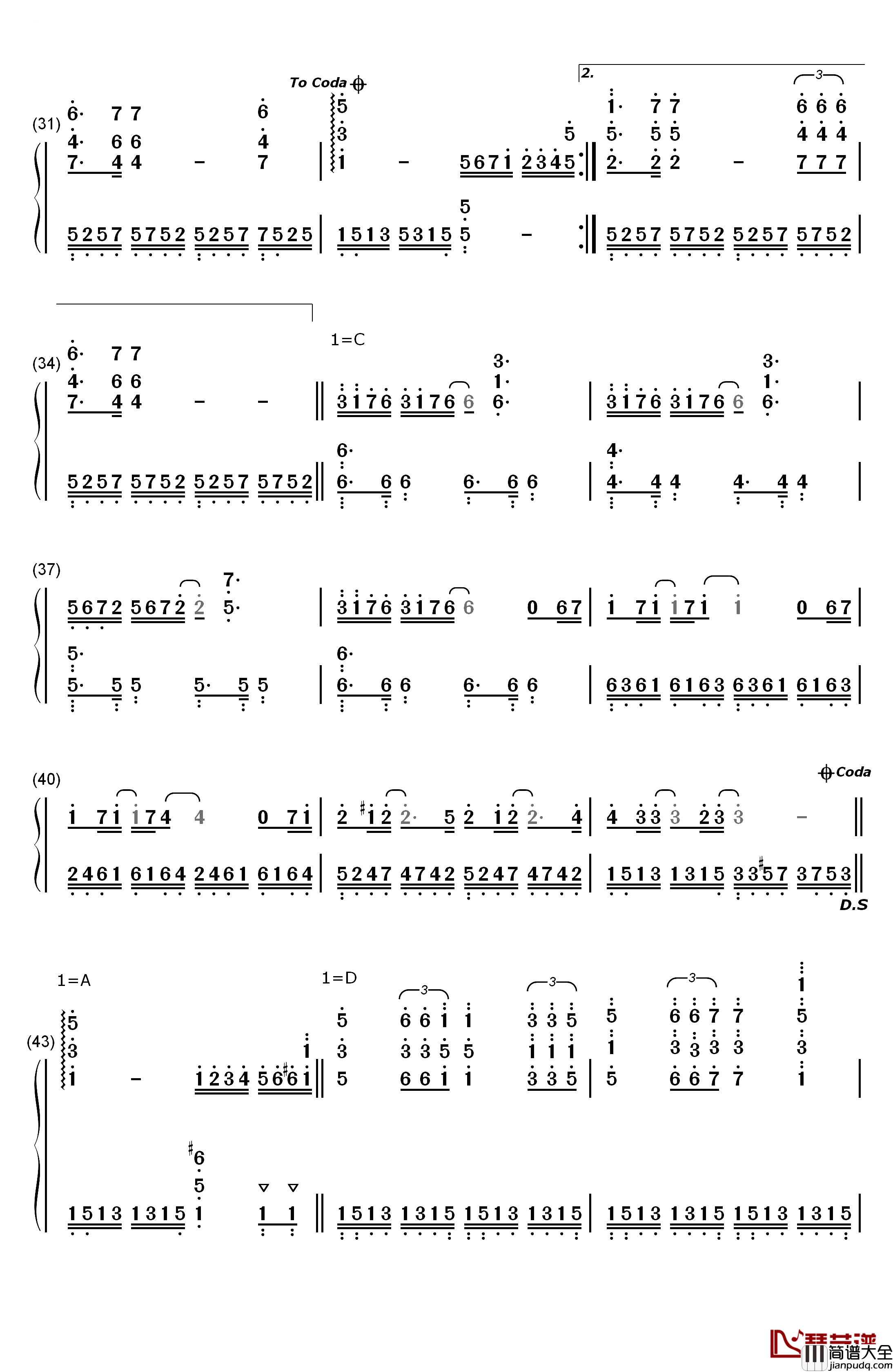 星星交响曲钢琴简谱_数字双手_理查德.克莱德曼