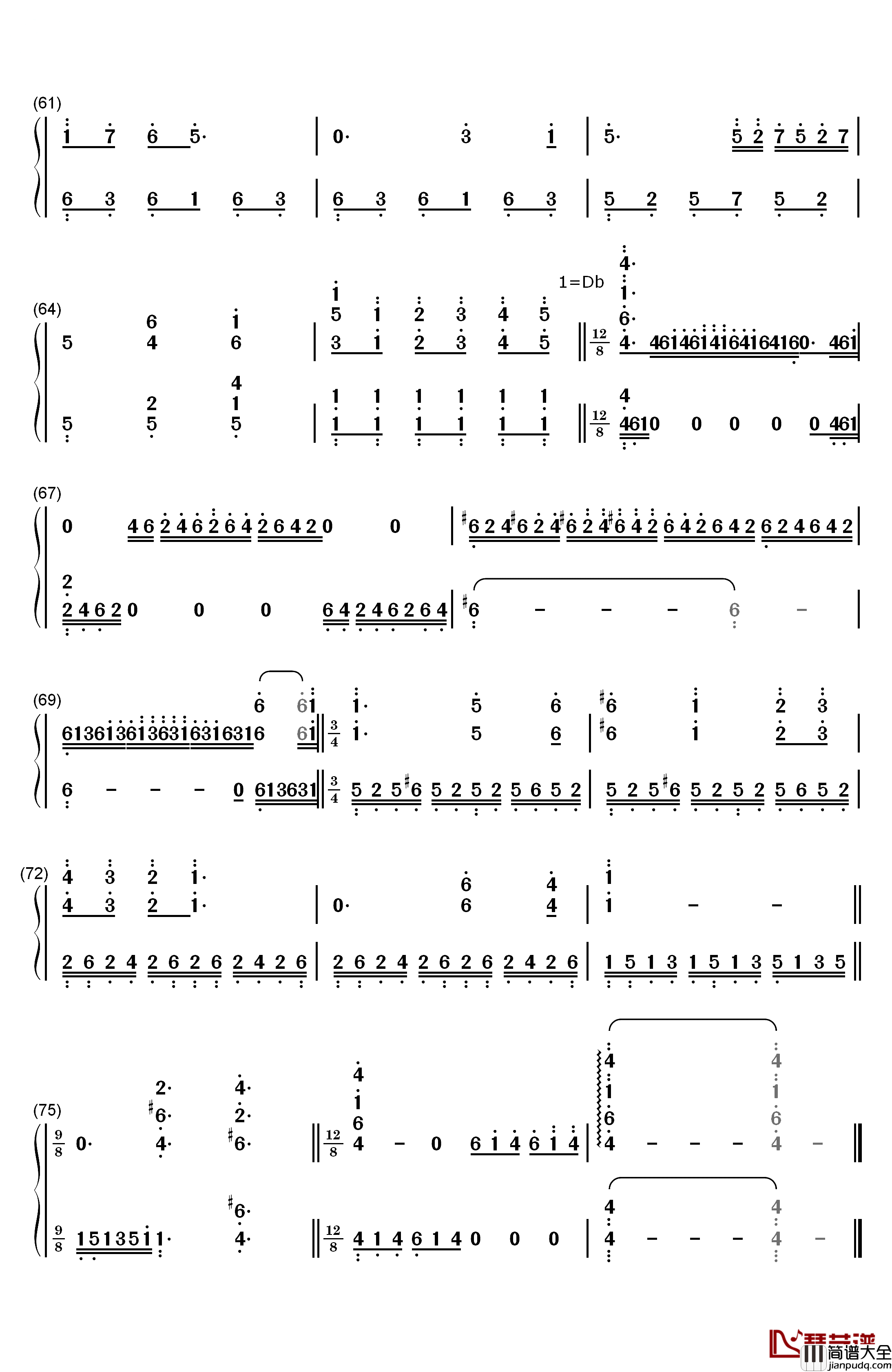 记忆MEMORY钢琴简谱_数字双手_理查德•克莱德曼