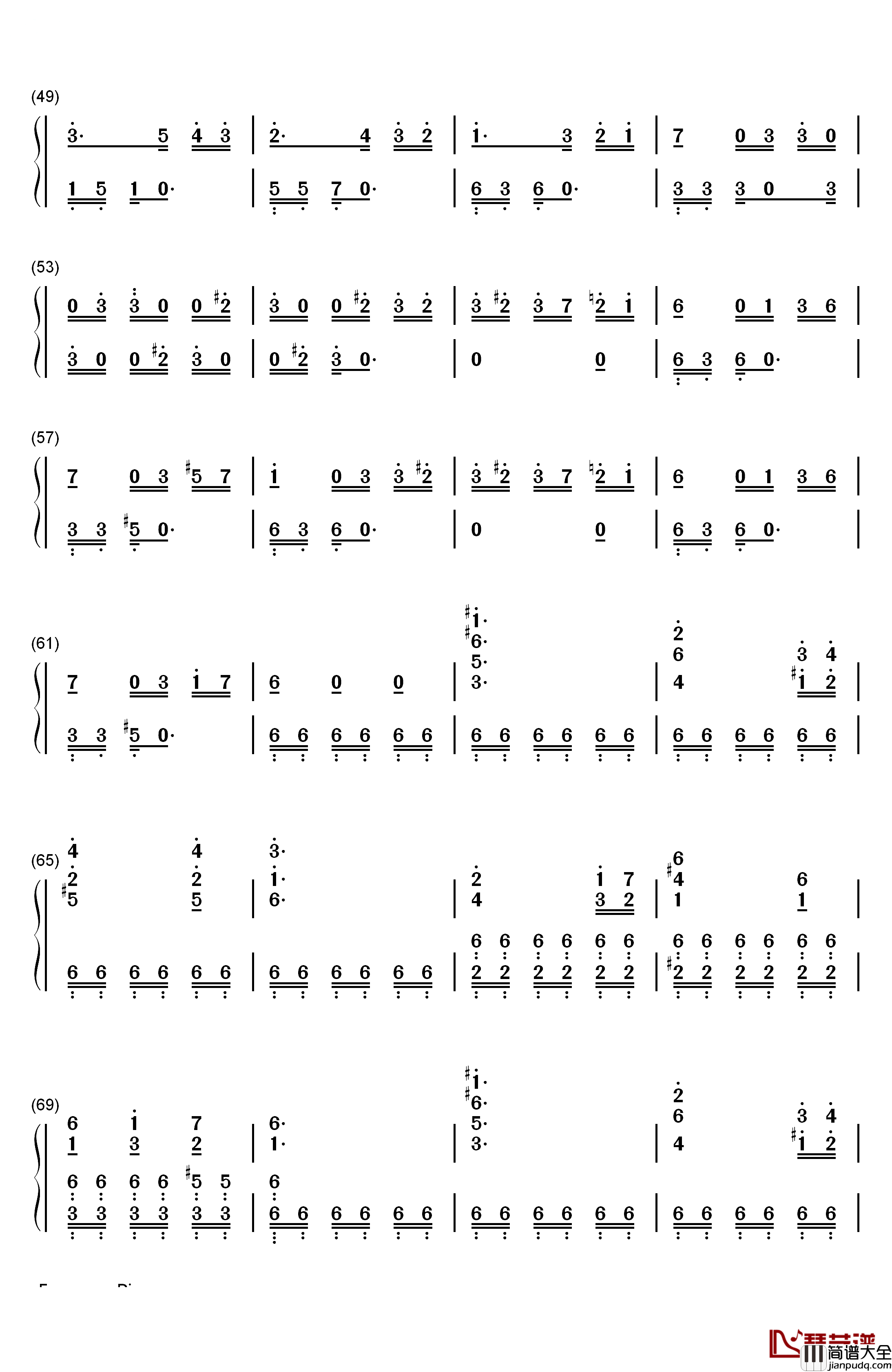 致爱丽丝钢琴简谱_数字双手_贝多芬