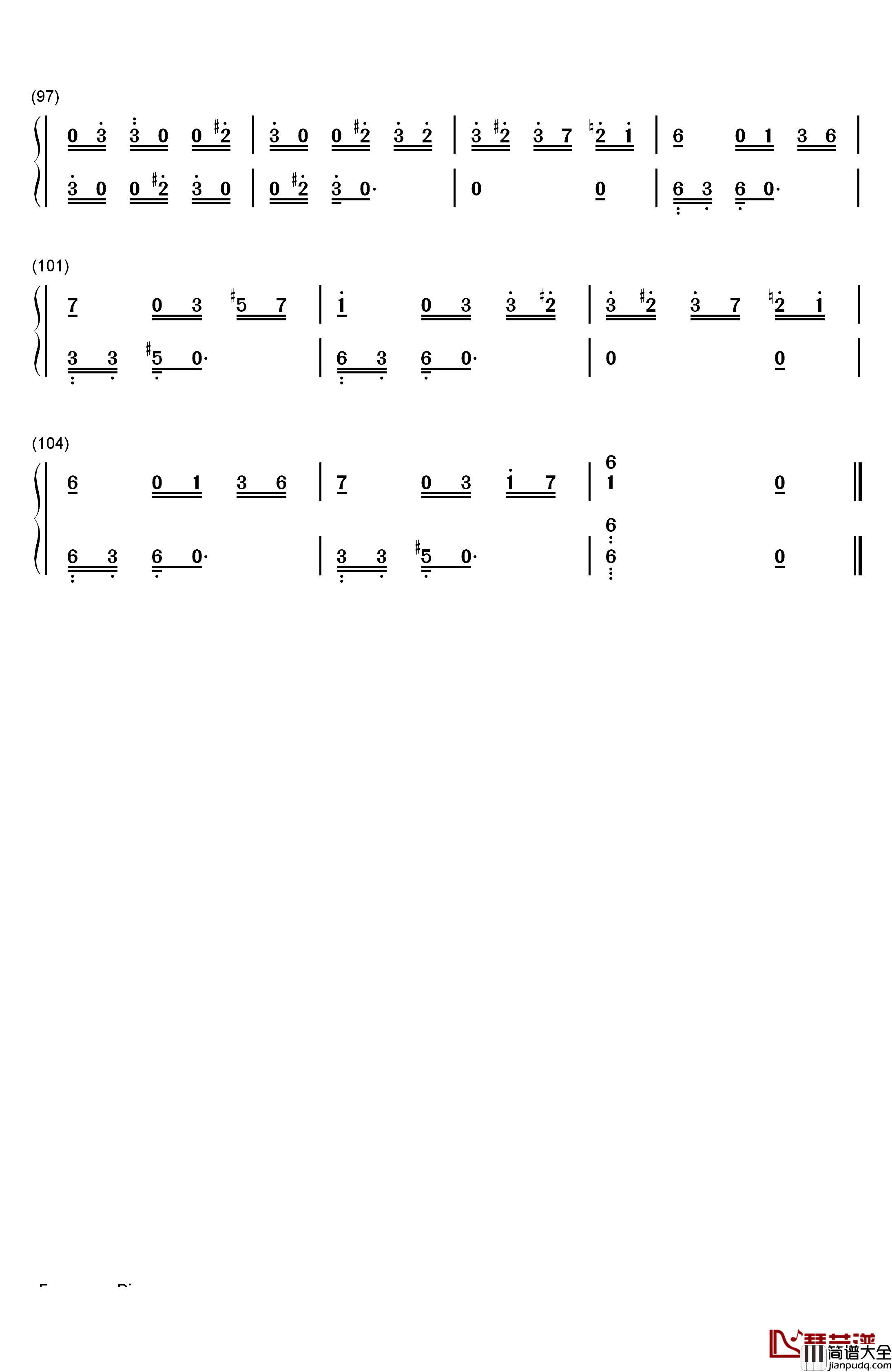 致爱丽丝钢琴简谱_数字双手_贝多芬