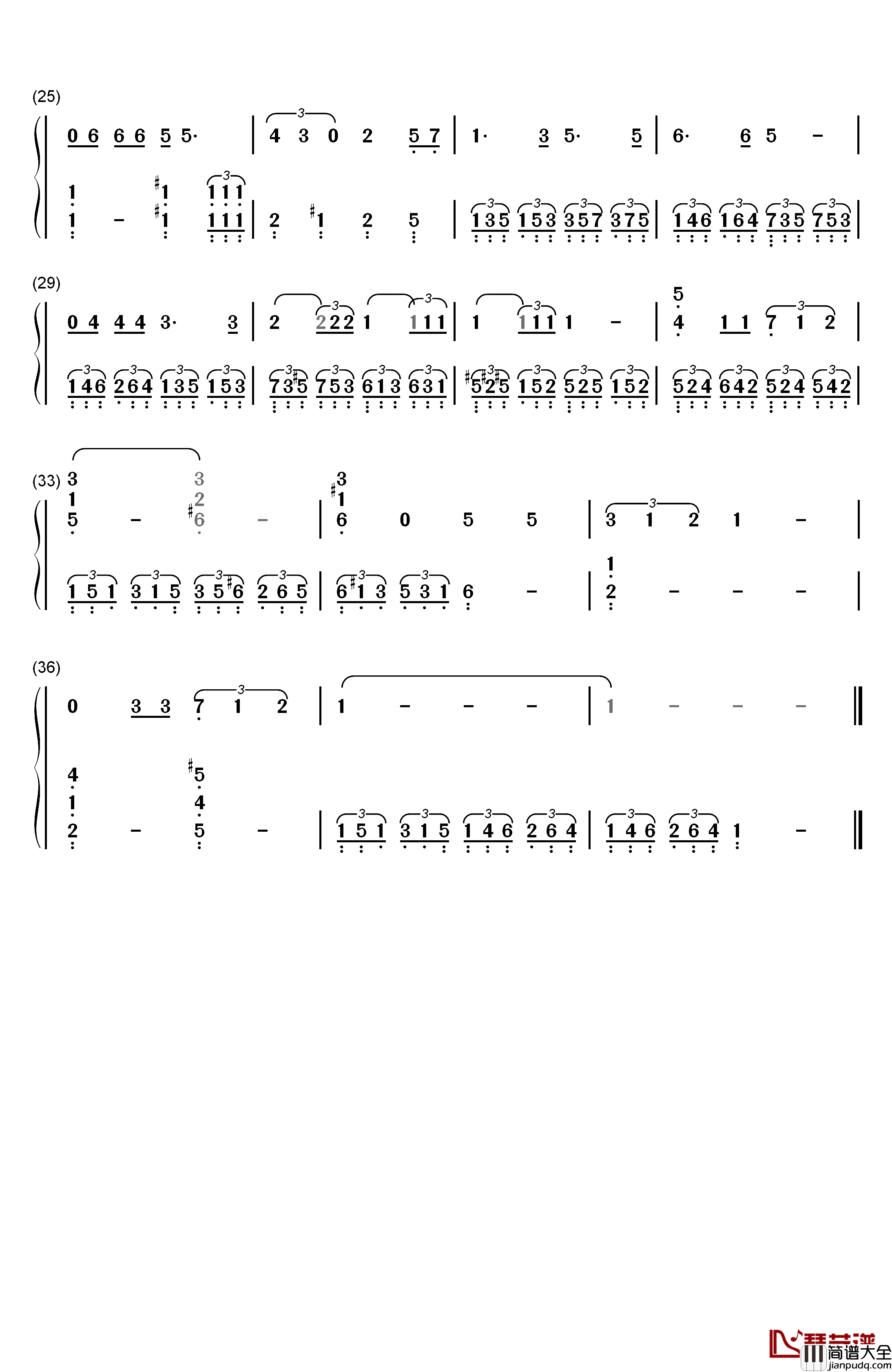 What_a_Wonderful_World钢琴简谱_数字双手_Louis_Armstrong