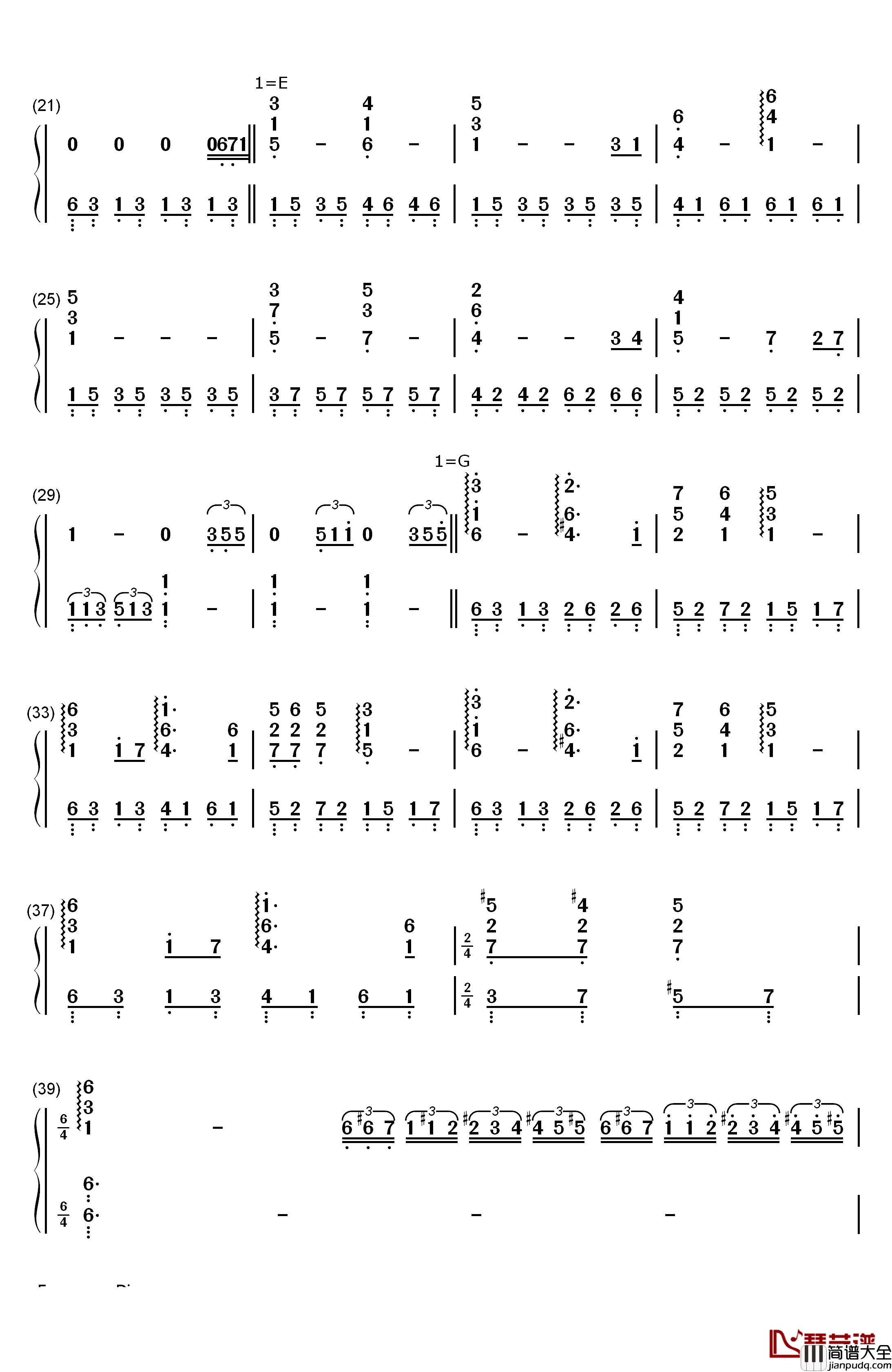 蓝色的爱钢琴简谱_数字双手_理查德·克莱德曼__Richard_Clayderman