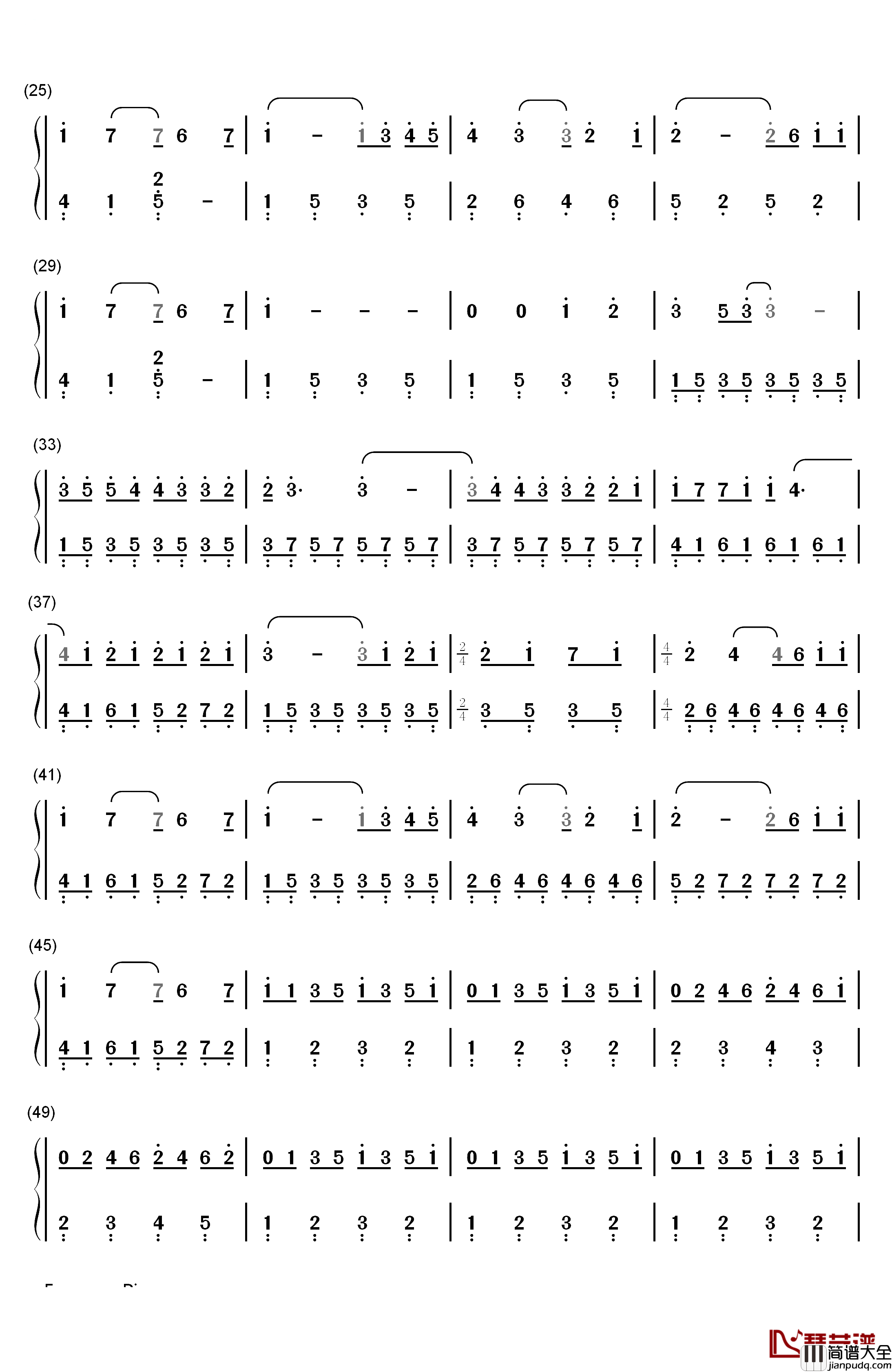 午后的出发钢琴简谱_数字双手_理查德.克莱德曼