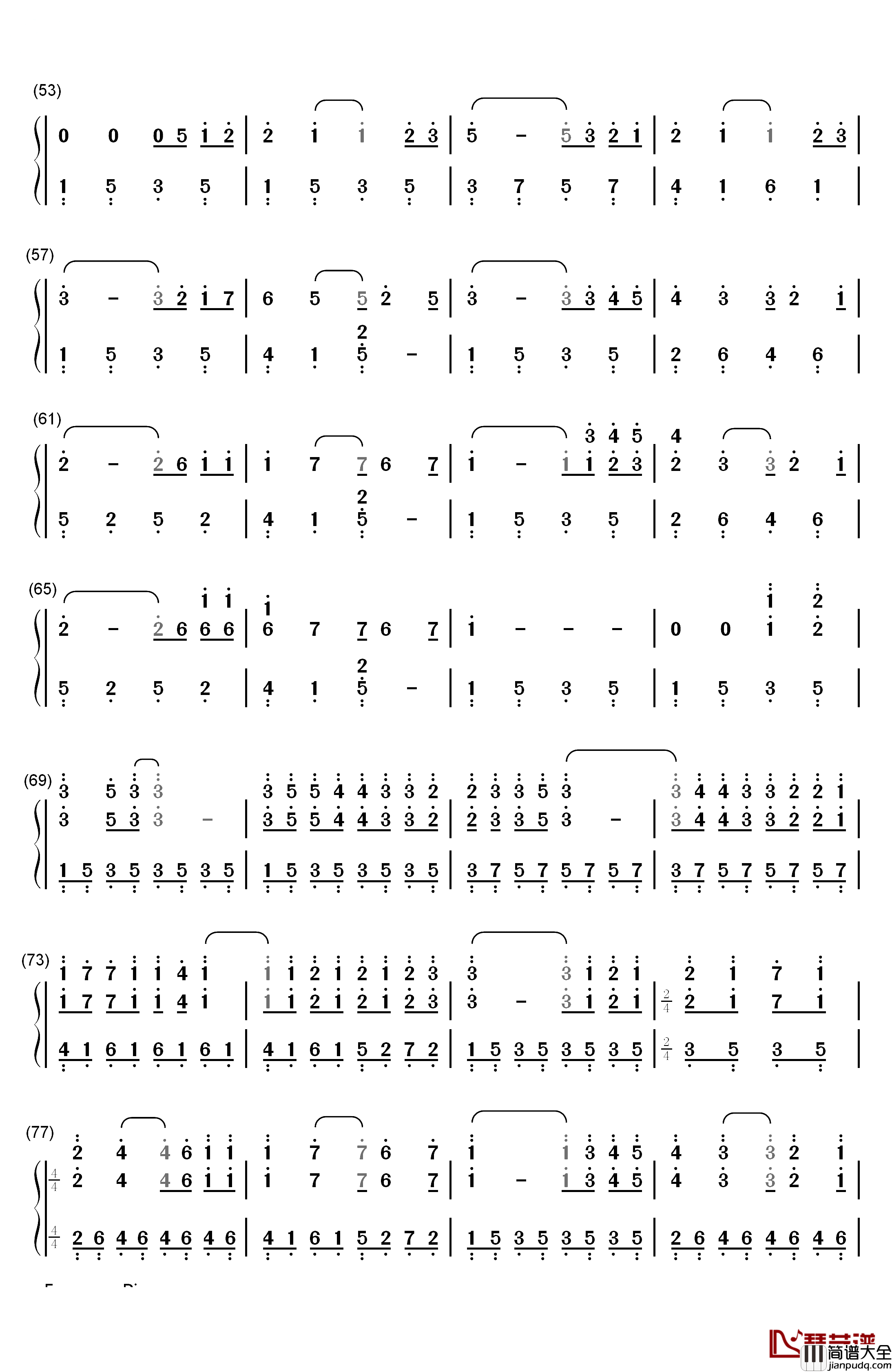 午后的出发钢琴简谱_数字双手_理查德.克莱德曼