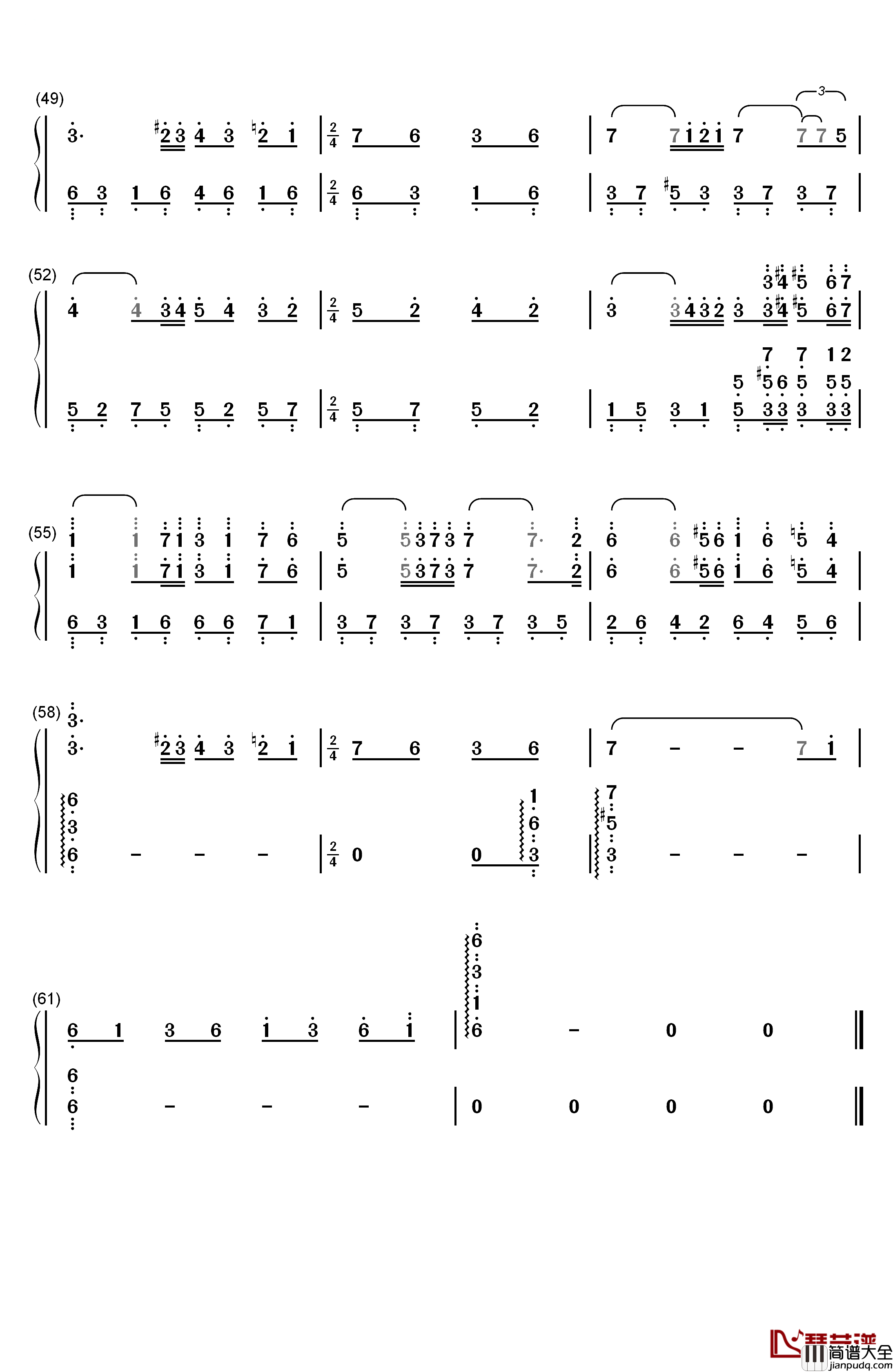爱的协奏曲钢琴简谱_数字双手_理查德.克莱德曼