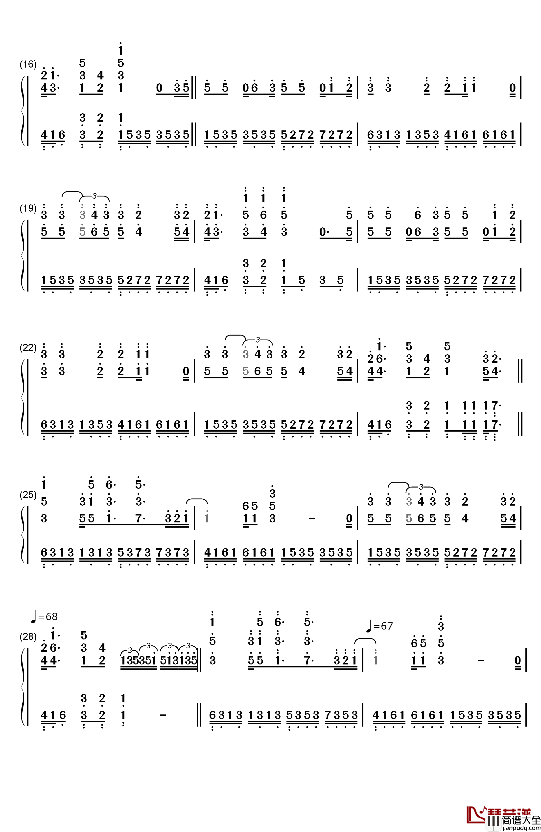 Let_It_Be钢琴简谱_数字双手_理查德克莱德曼