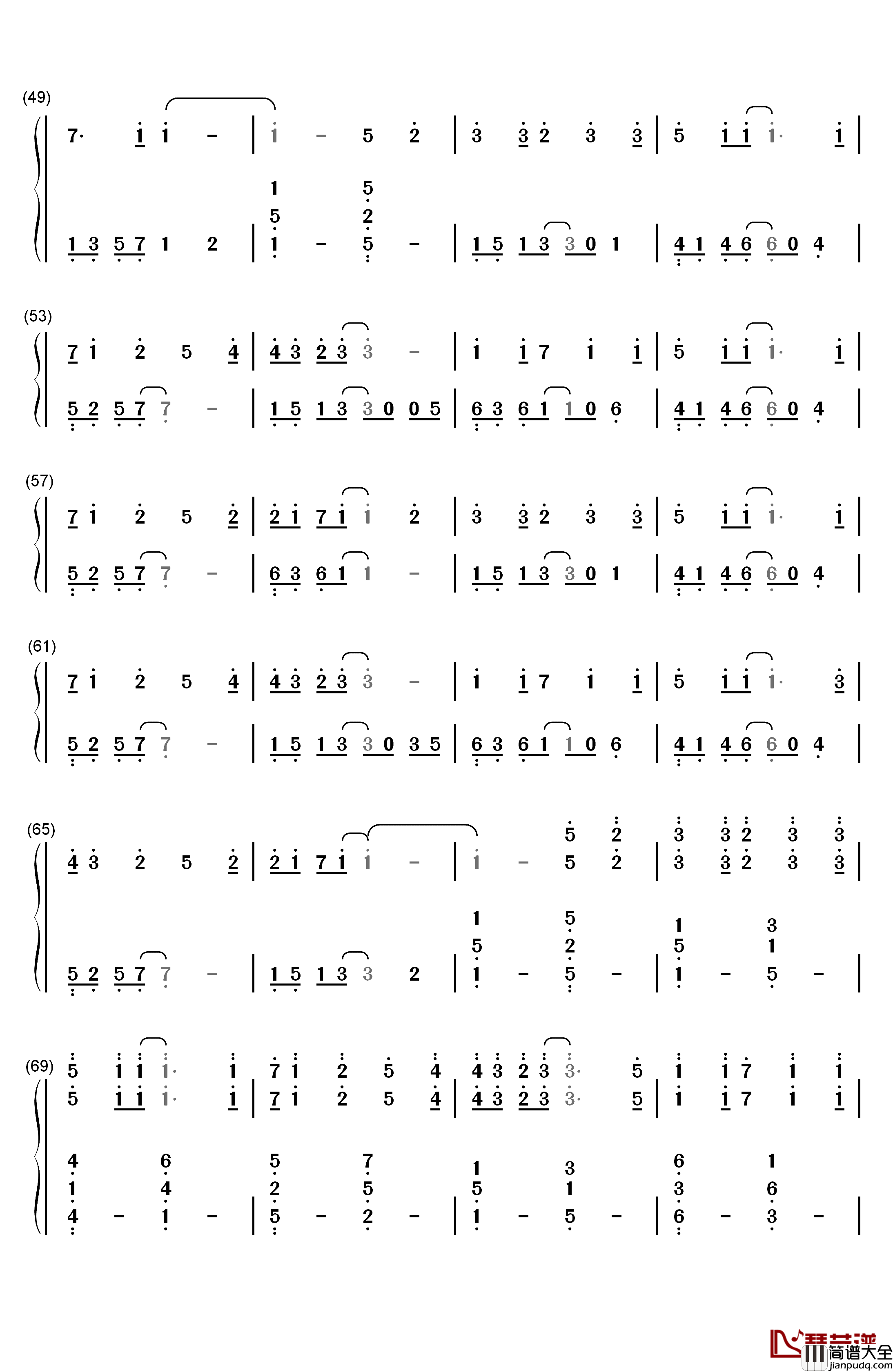 Letter_song钢琴简谱_数字双手_Doriko