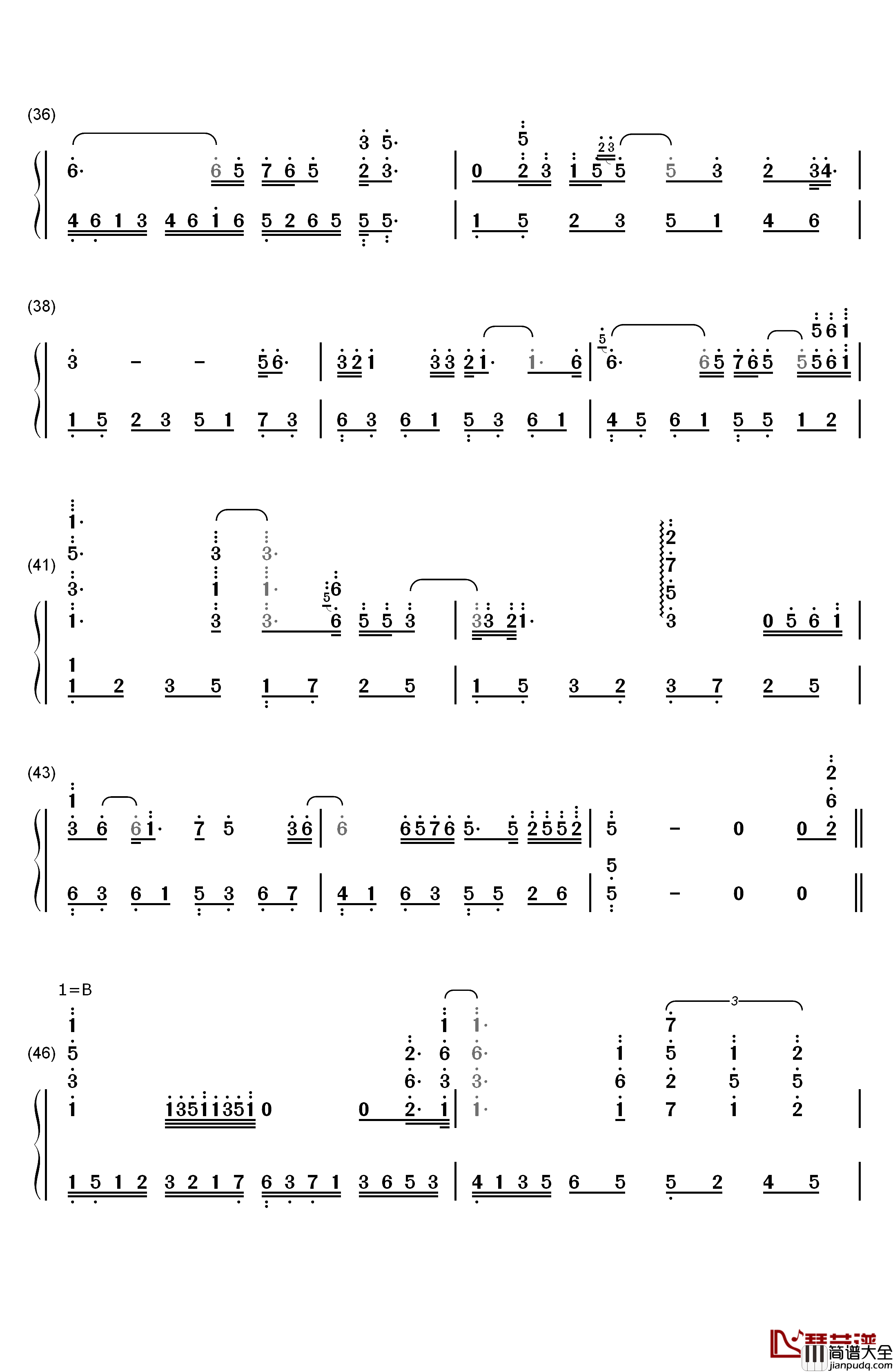 I_will_always_love_you钢琴简谱_数字双手_惠特妮·休斯顿__Whitney_Houston