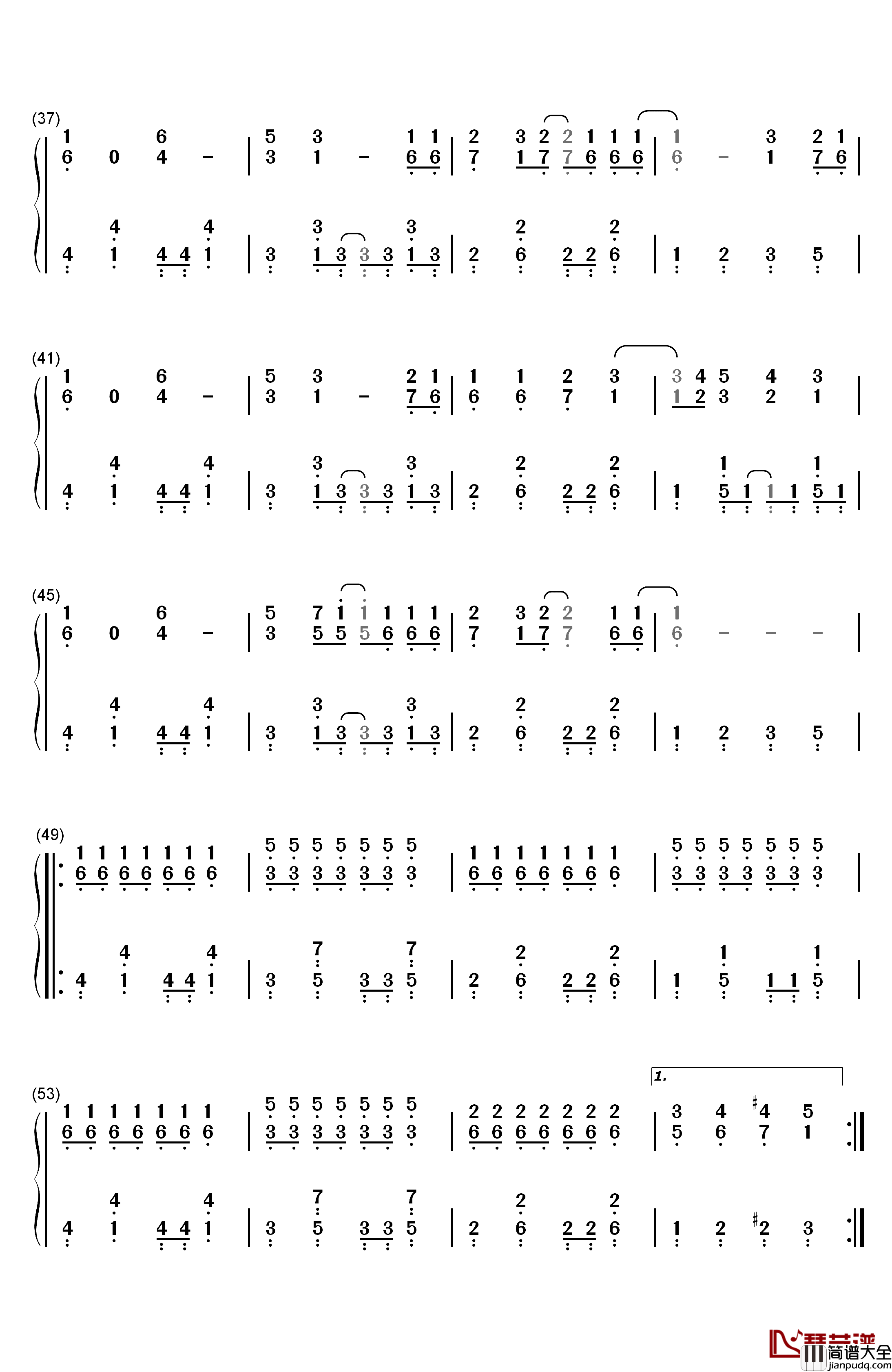 Calc.钢琴简谱_数字双手_初音ミク