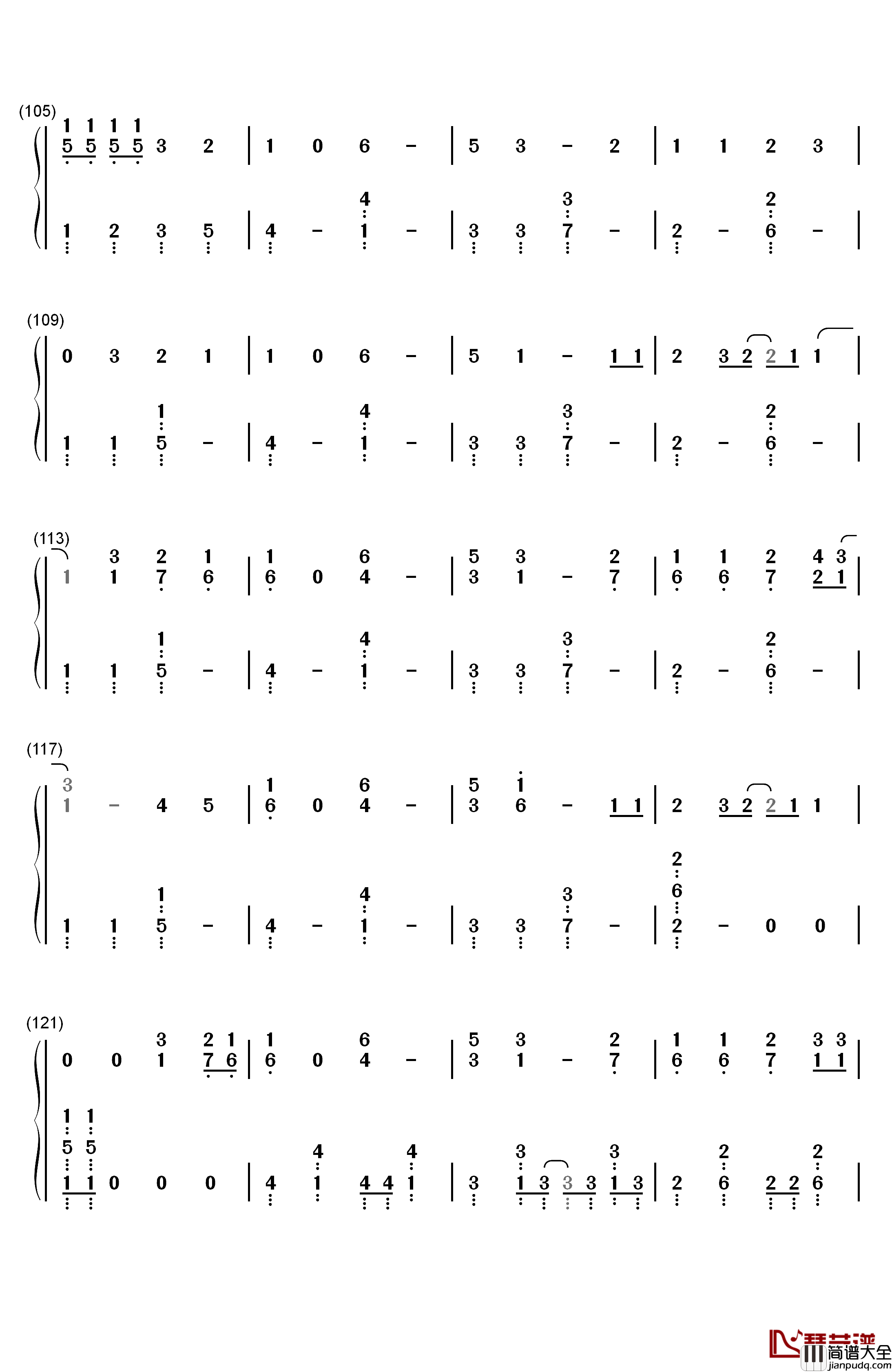 Calc.钢琴简谱_数字双手_初音ミク