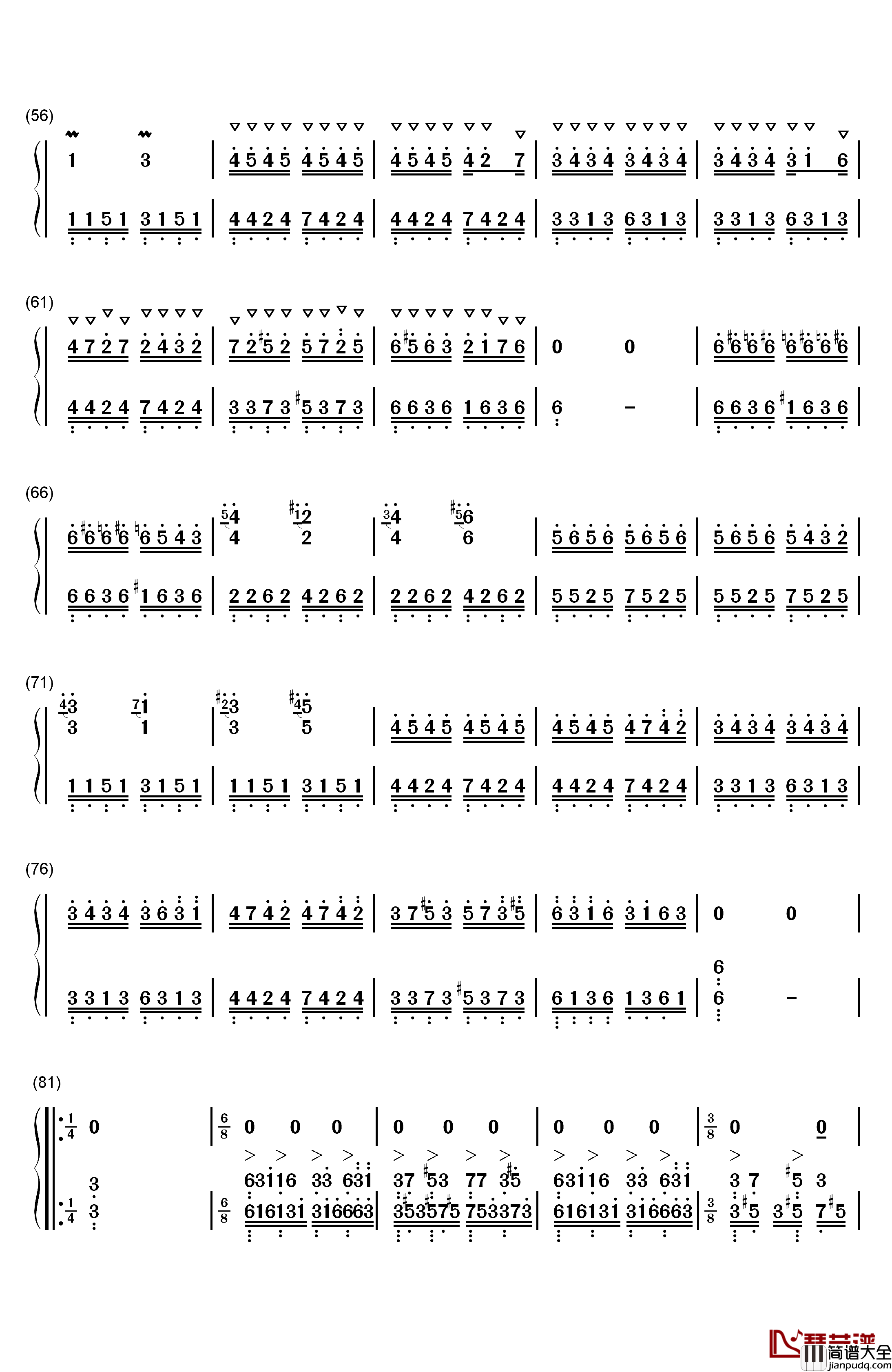 帕格尼尼飞絮曲钢琴简谱_数字双手_马克西姆