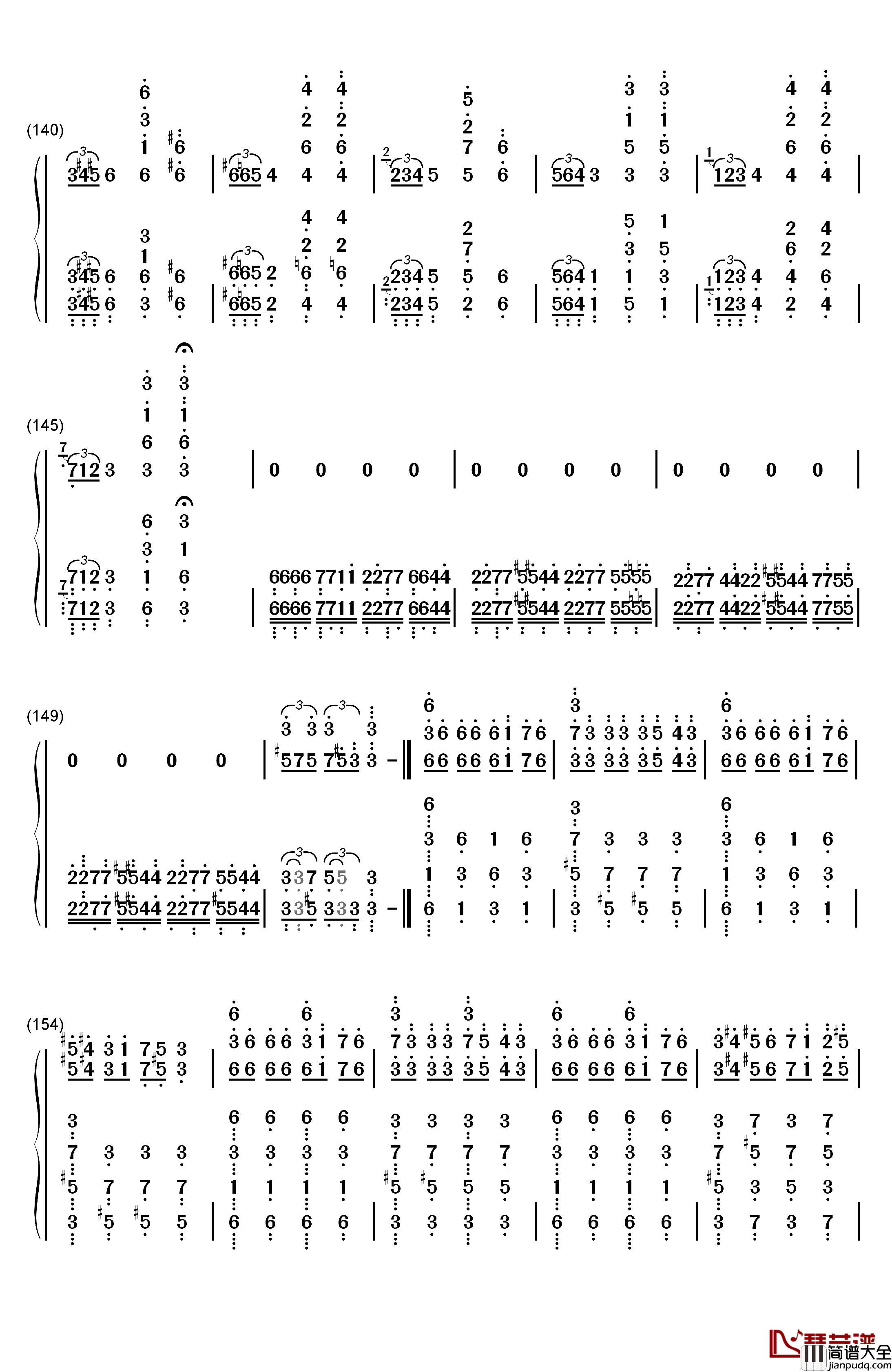 帕格尼尼飞絮曲钢琴简谱_数字双手_马克西姆