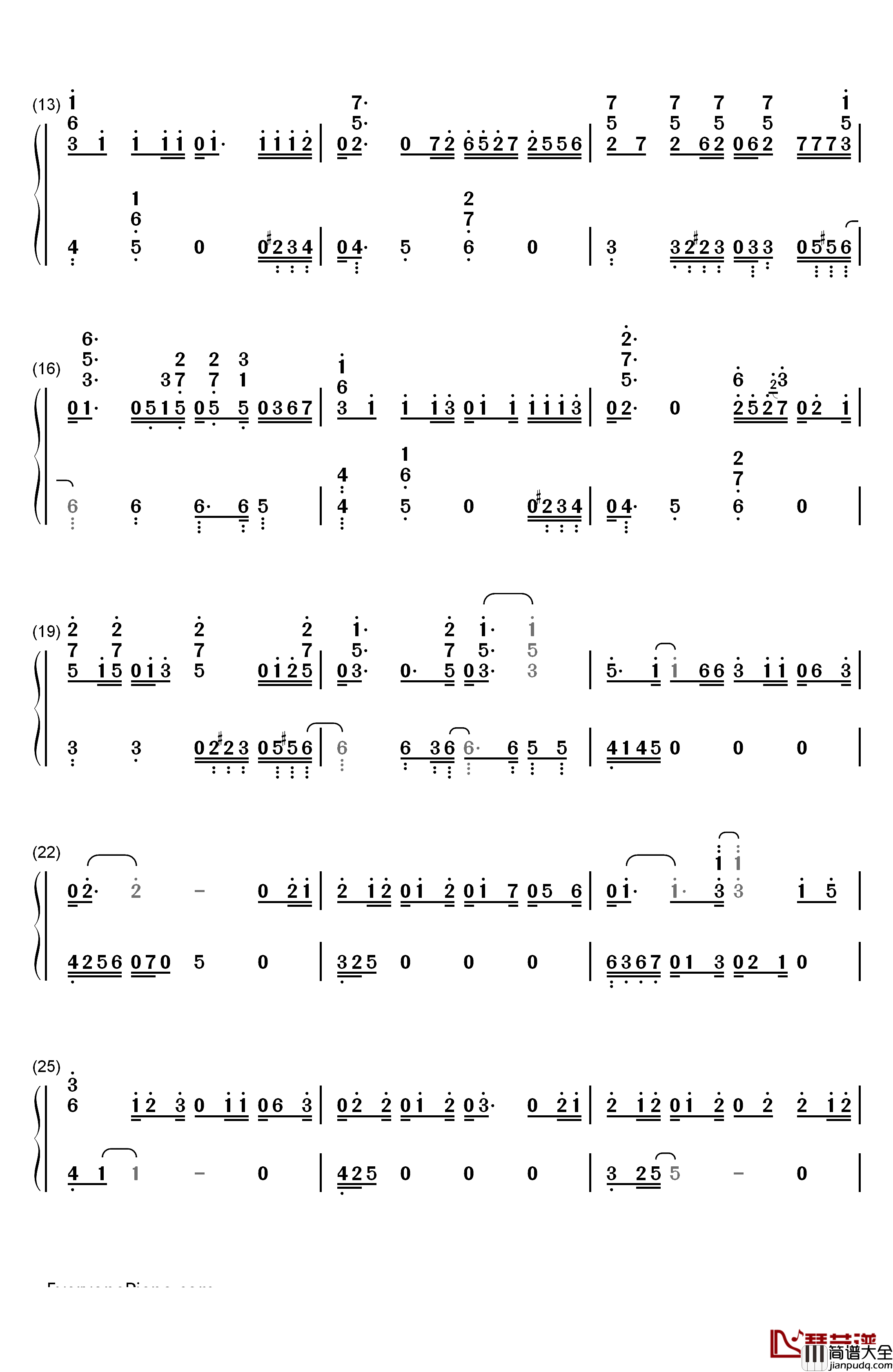 Only_One_钢琴简谱_数字双手_BoA(宝儿)