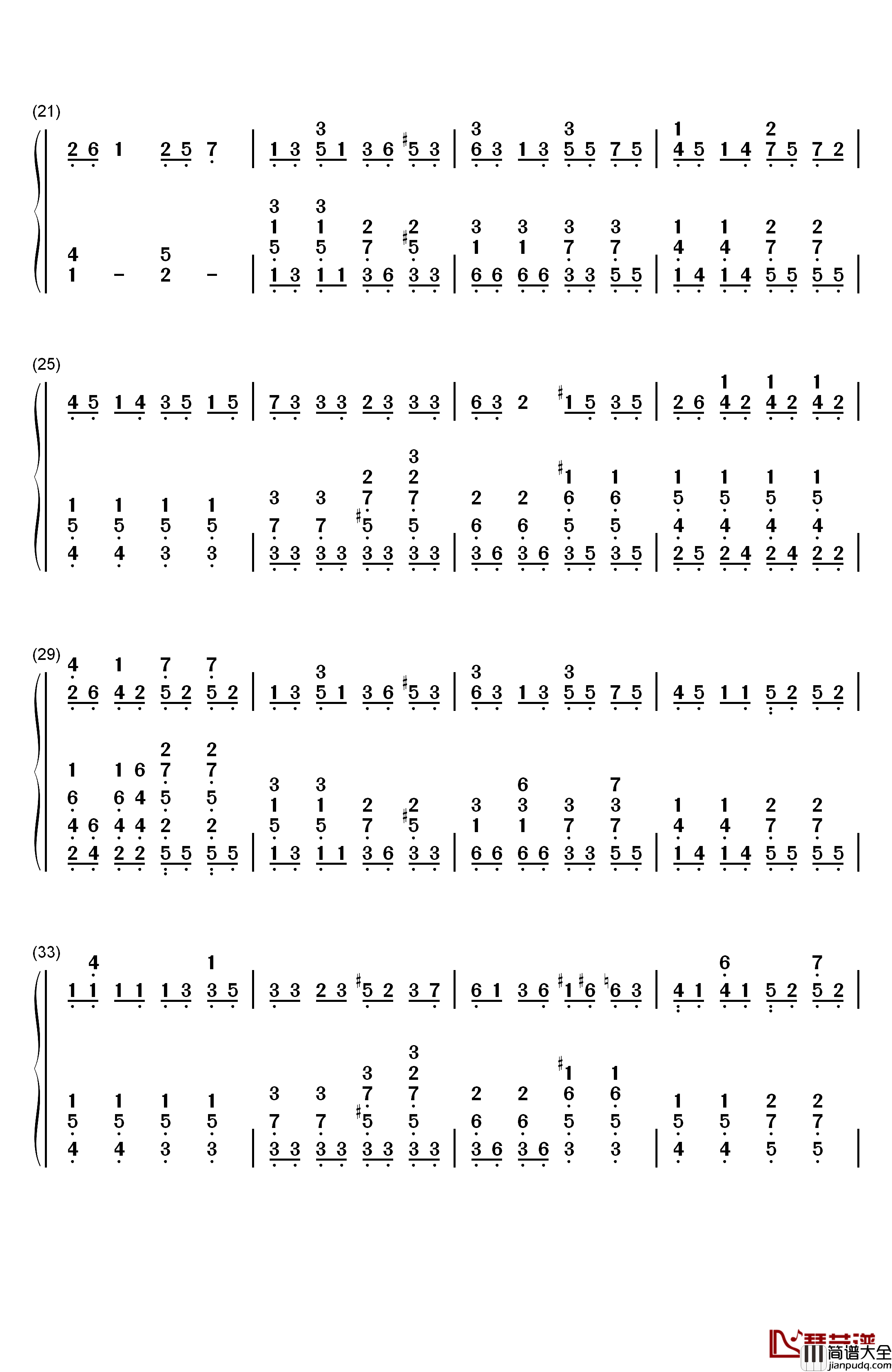 可惜我是水瓶座钢琴简谱_数字双手_杨千嬅