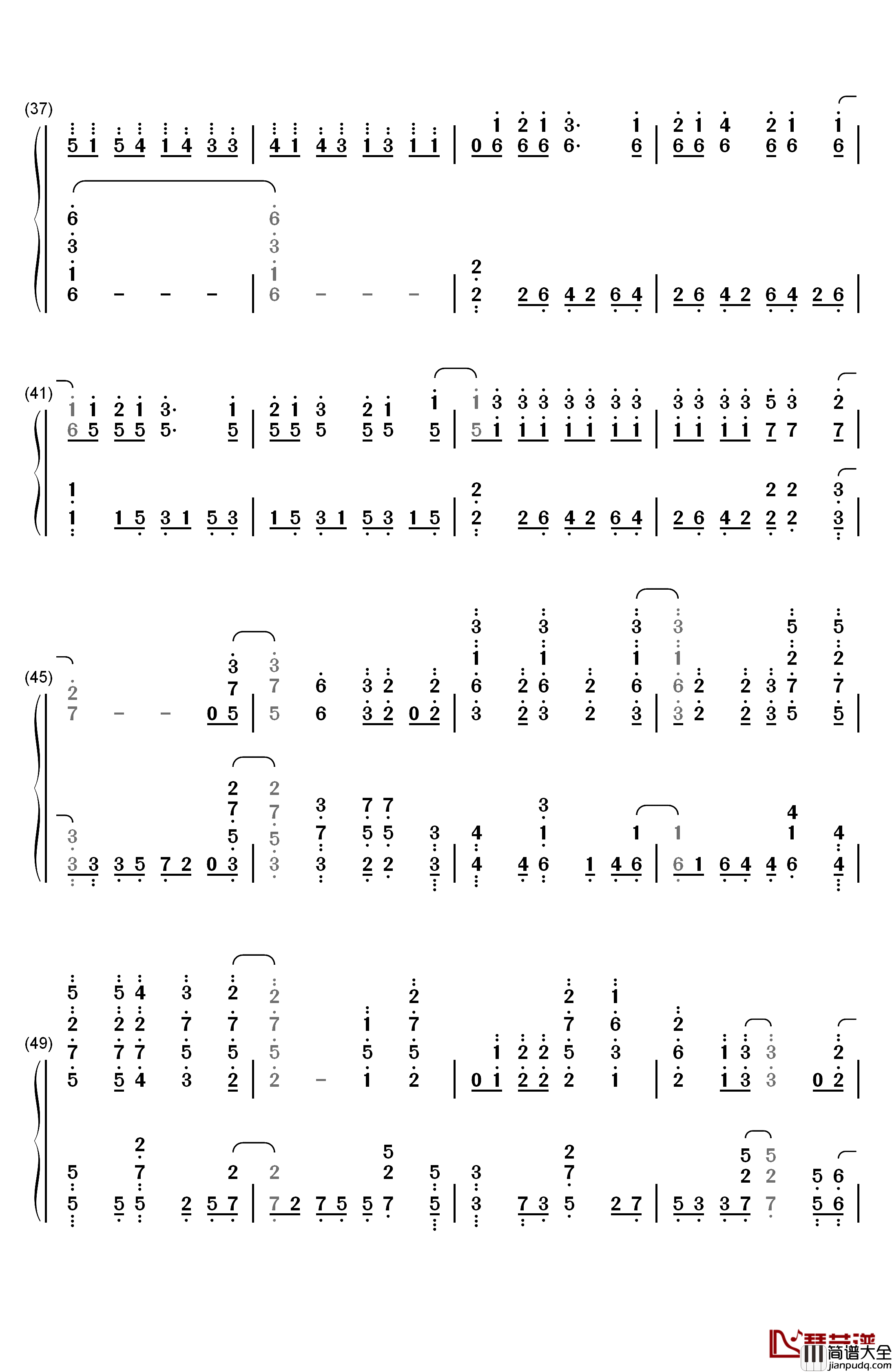 海色钢琴简谱_数字双手_AKINO_from_bless4