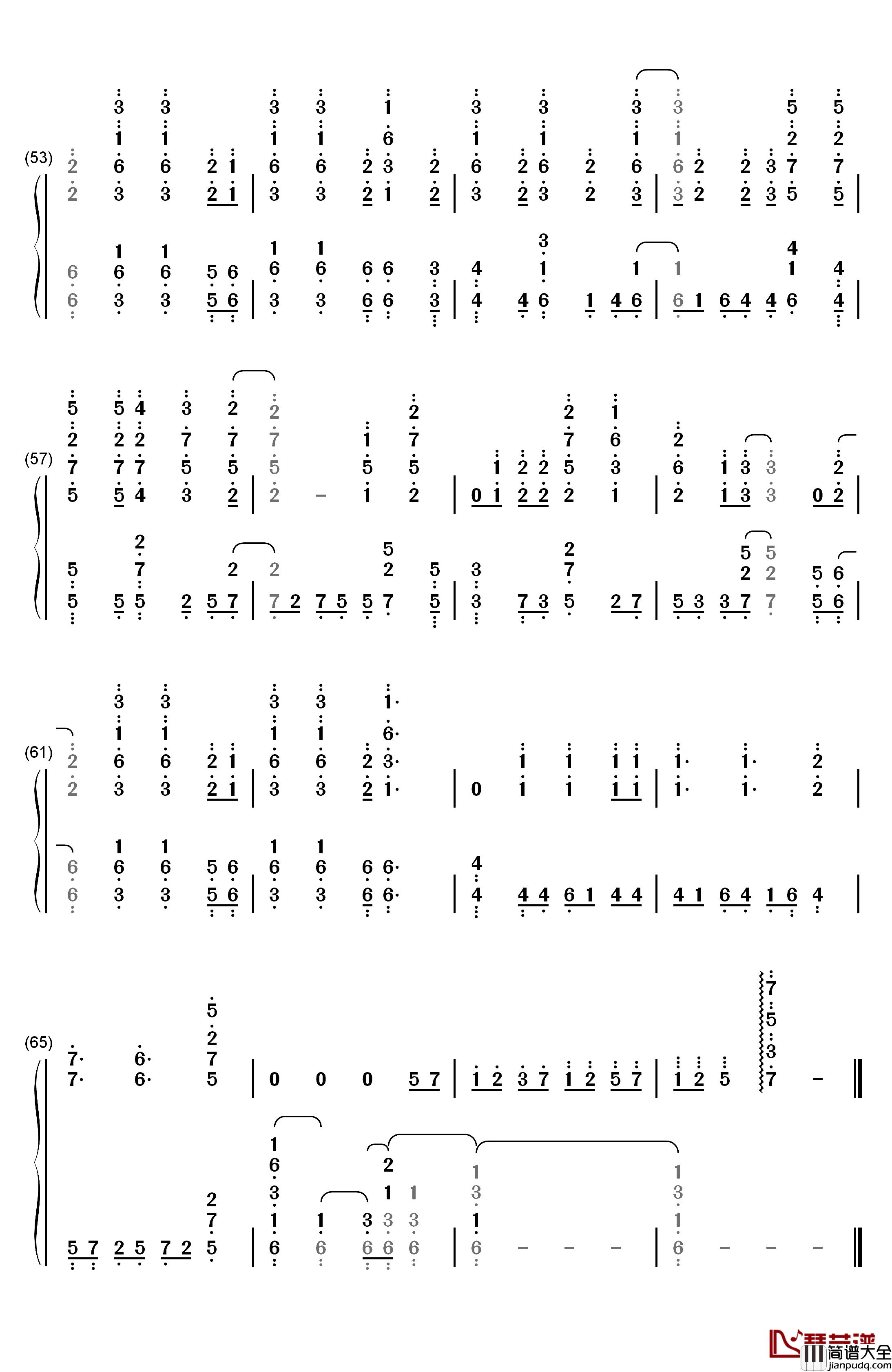 海色钢琴简谱_数字双手_AKINO_from_bless4