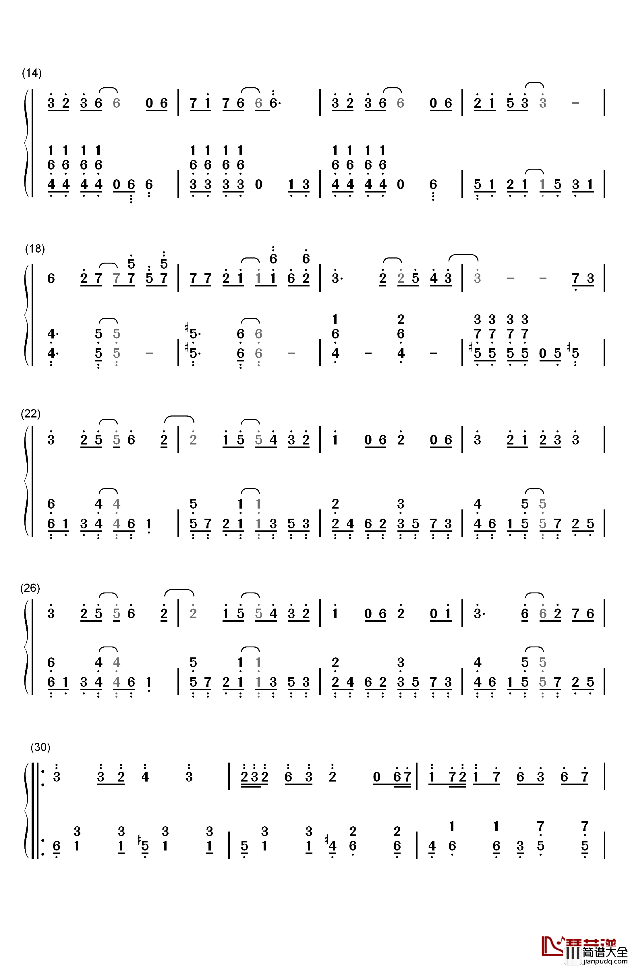 Cantarella钢琴简谱_数字双手_初音ミク_KAITO