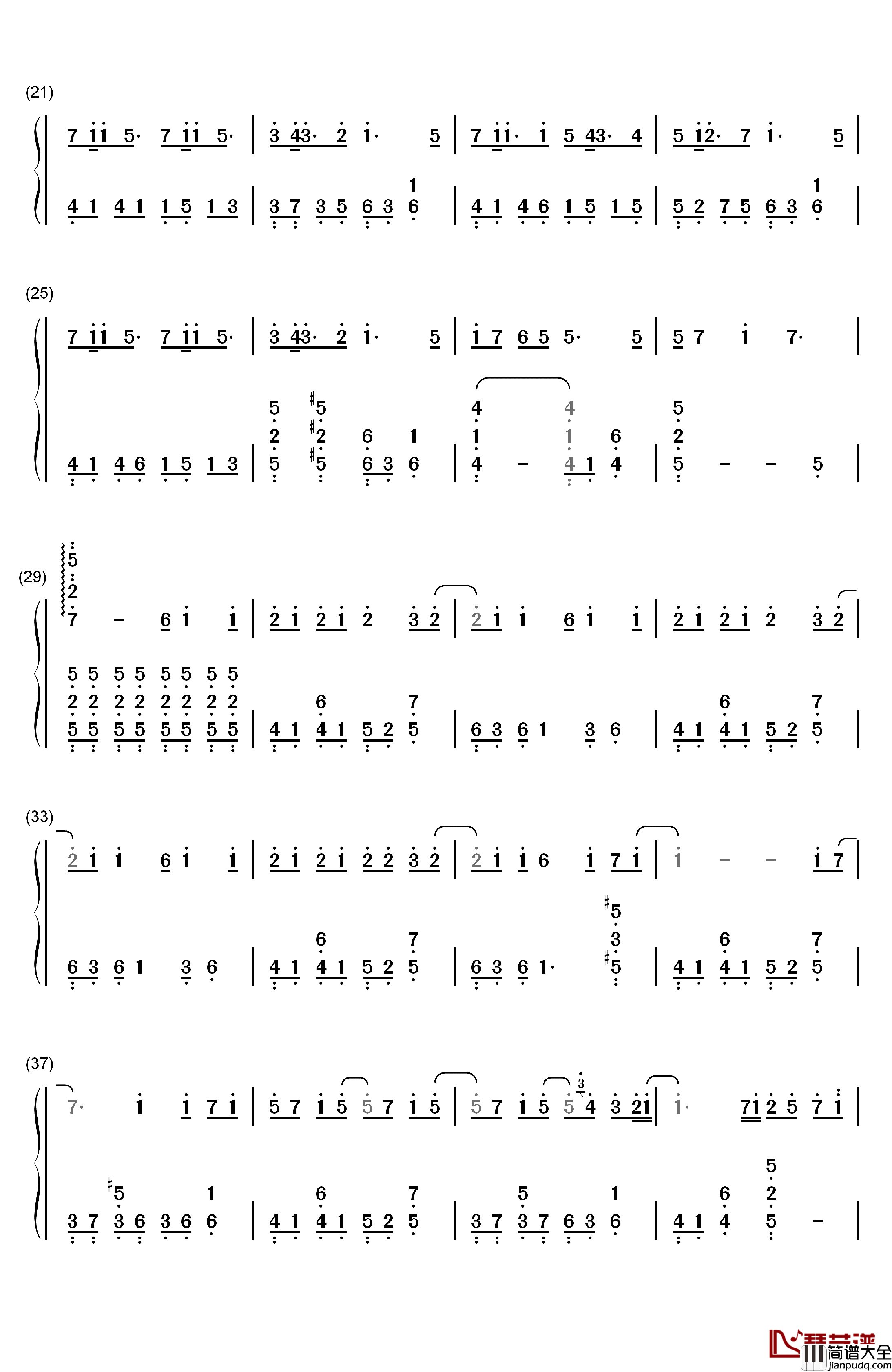 Glow钢琴简谱_数字双手_初音ミク