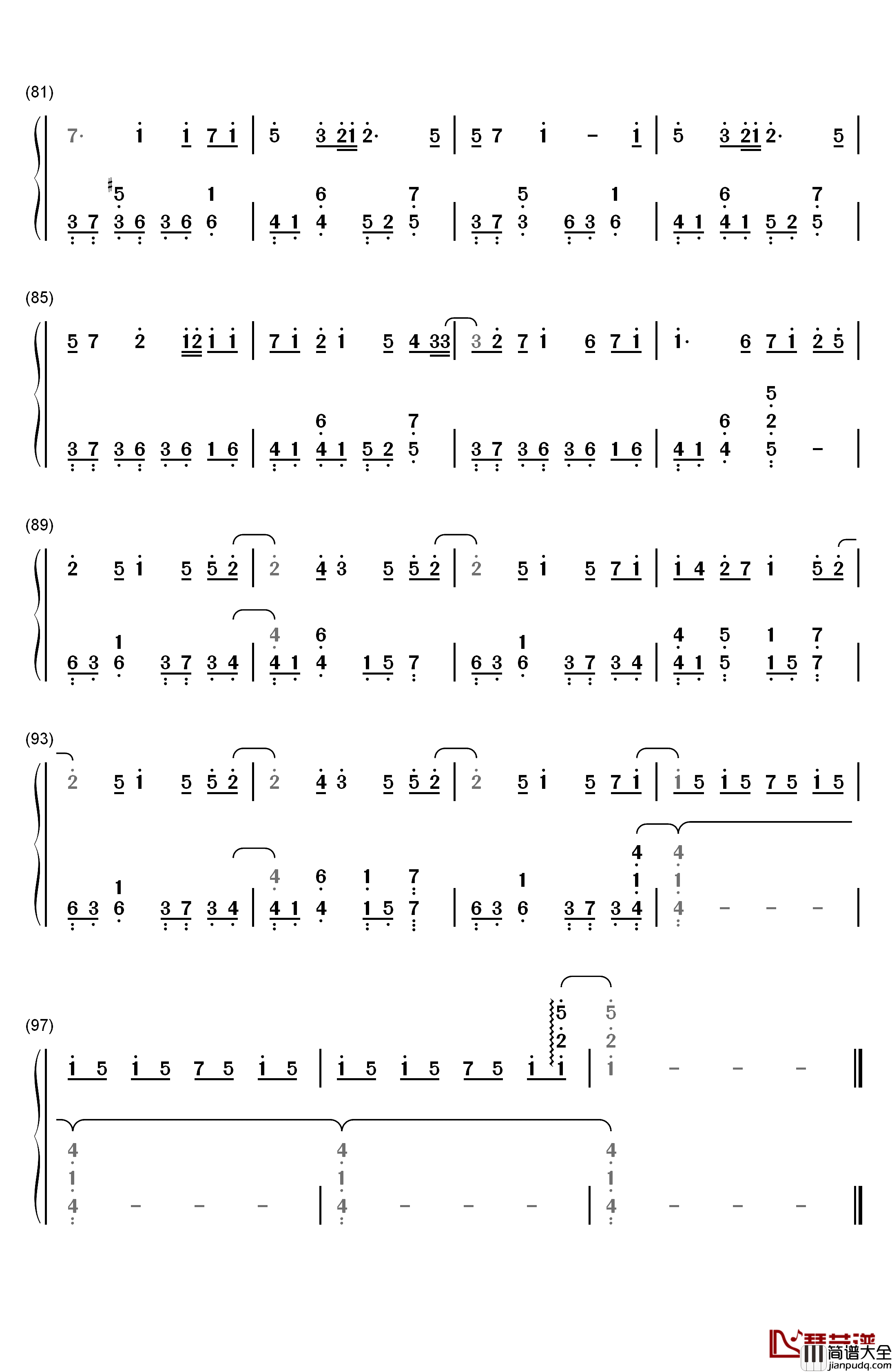 Glow钢琴简谱_数字双手_初音ミク