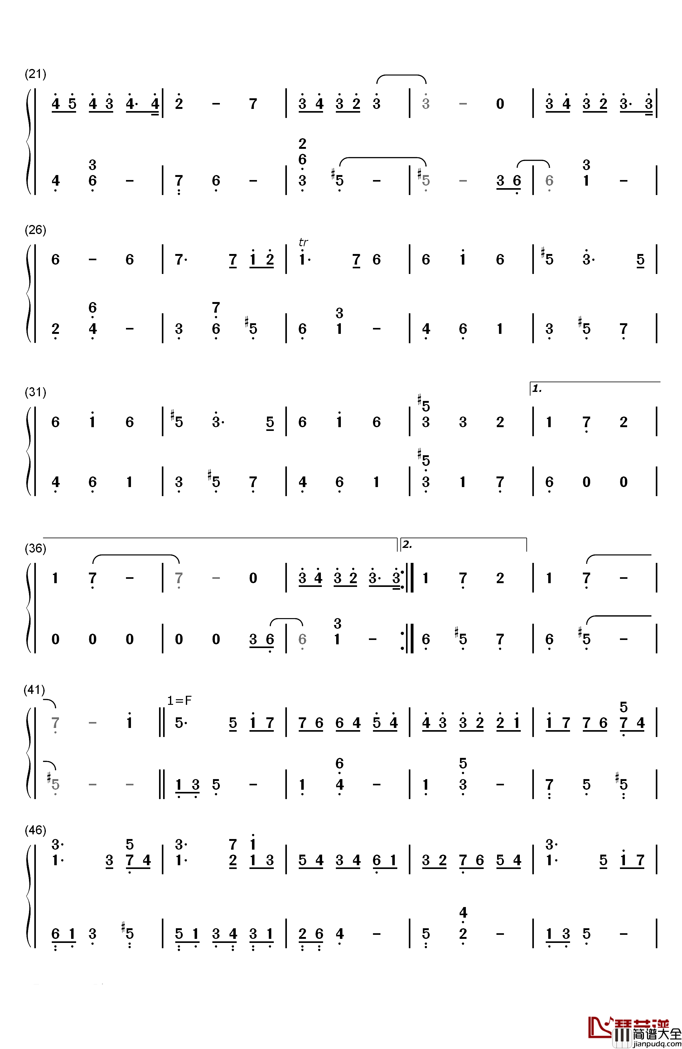 人间失格钢琴简谱_数字双手_中岛信行