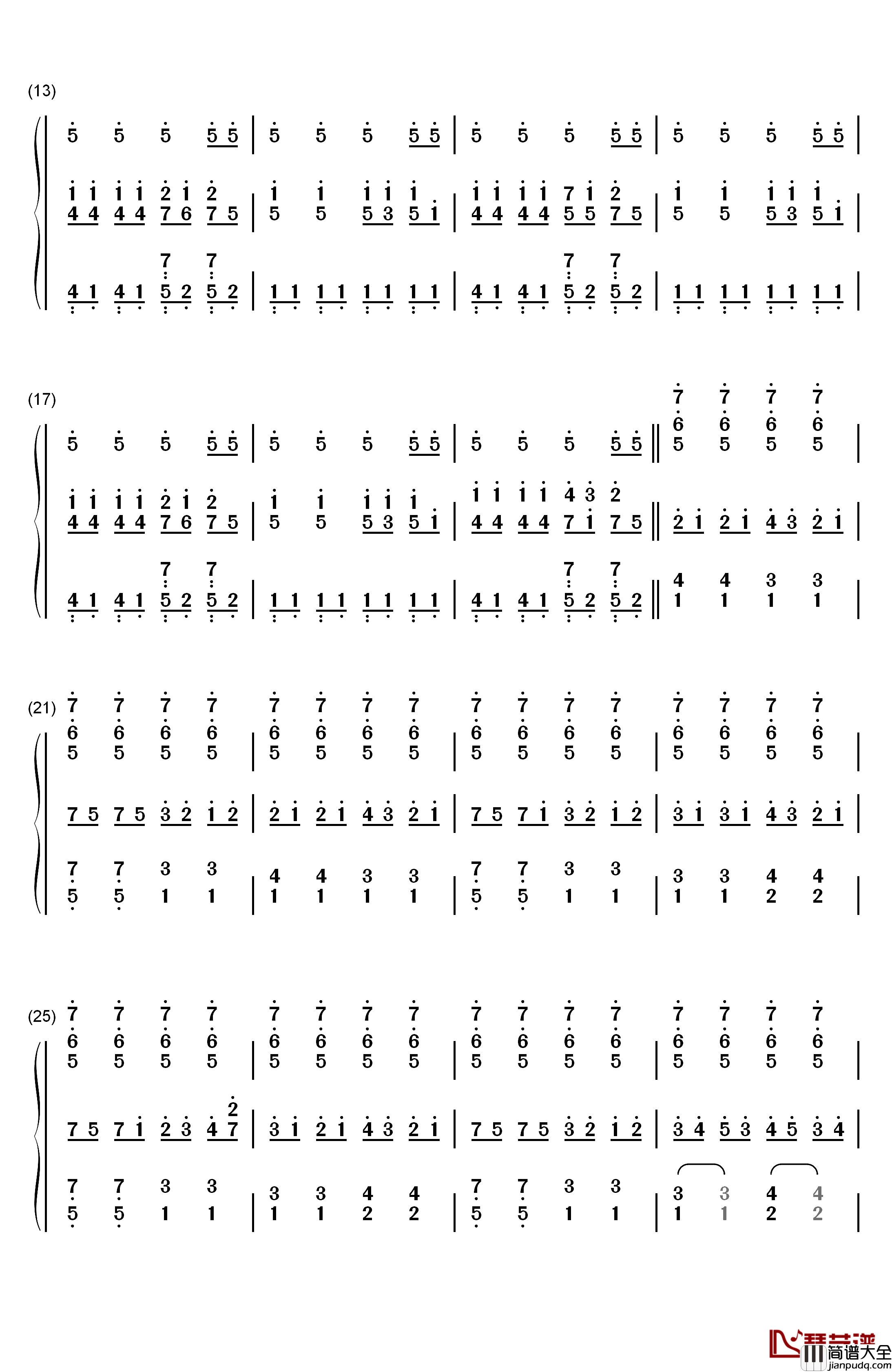 圆周率之歌钢琴简谱_数字双手_初音未来