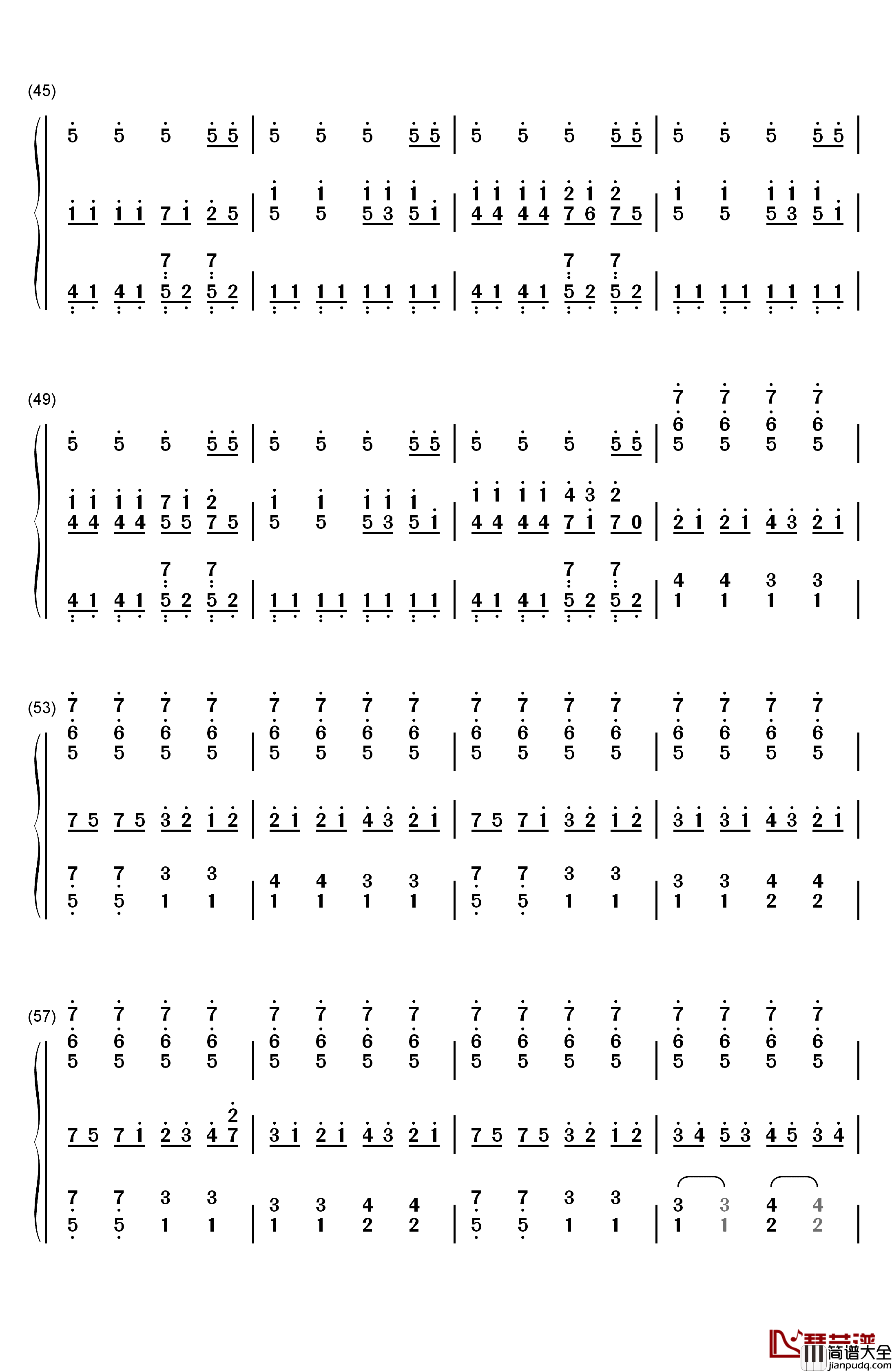圆周率之歌钢琴简谱_数字双手_初音未来