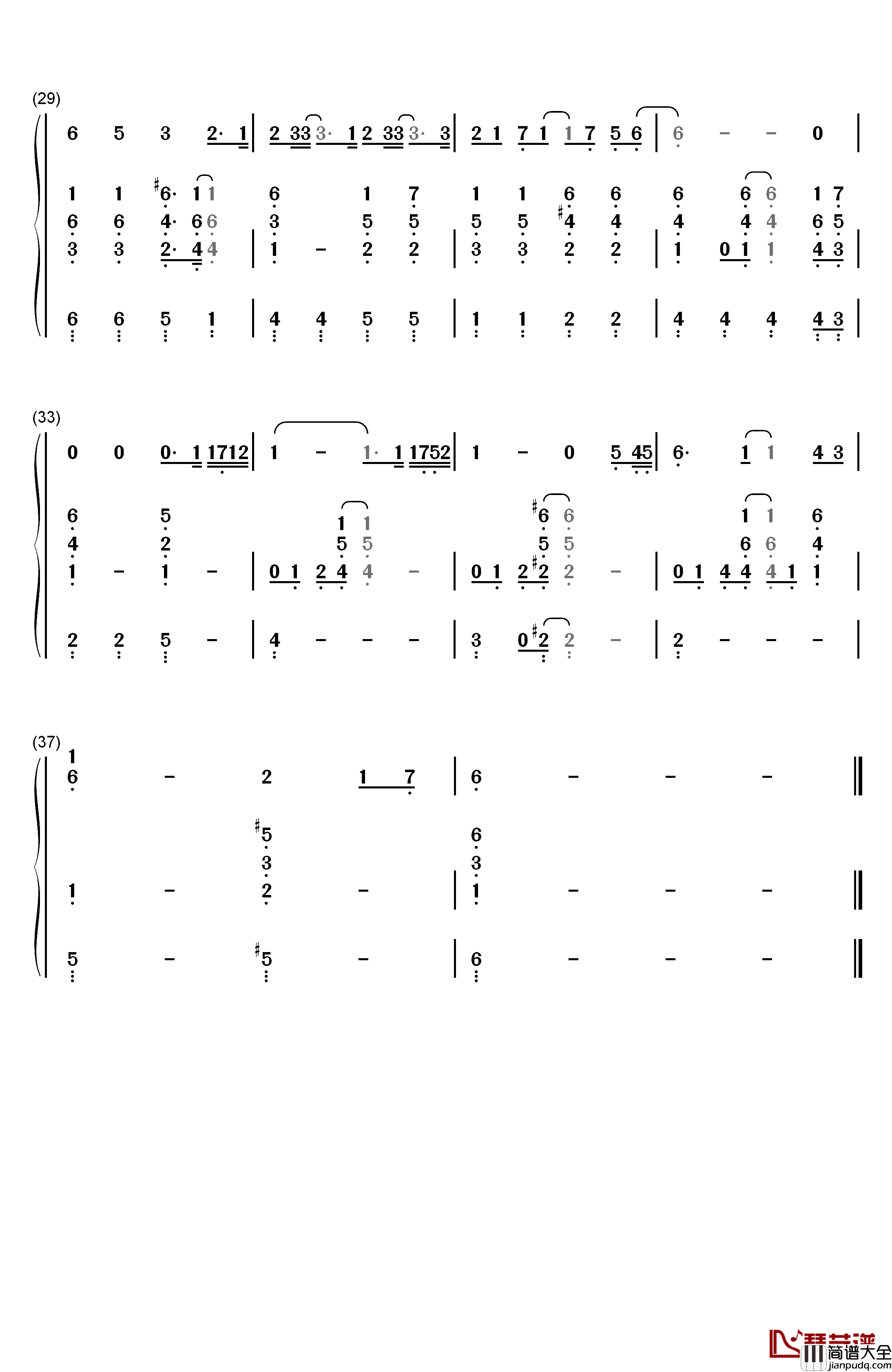 Rain_Stops_Good钢琴简谱_数字双手_初音ミク